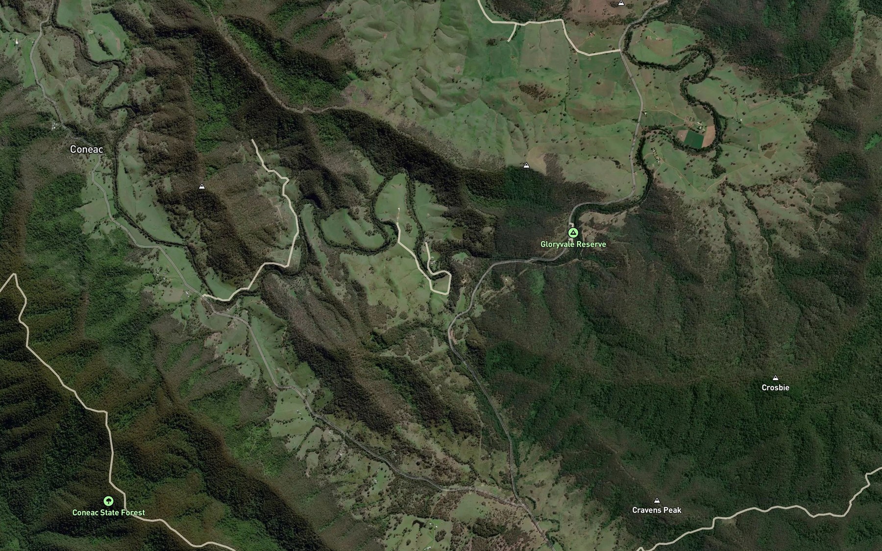 Satellite map of the Manning River