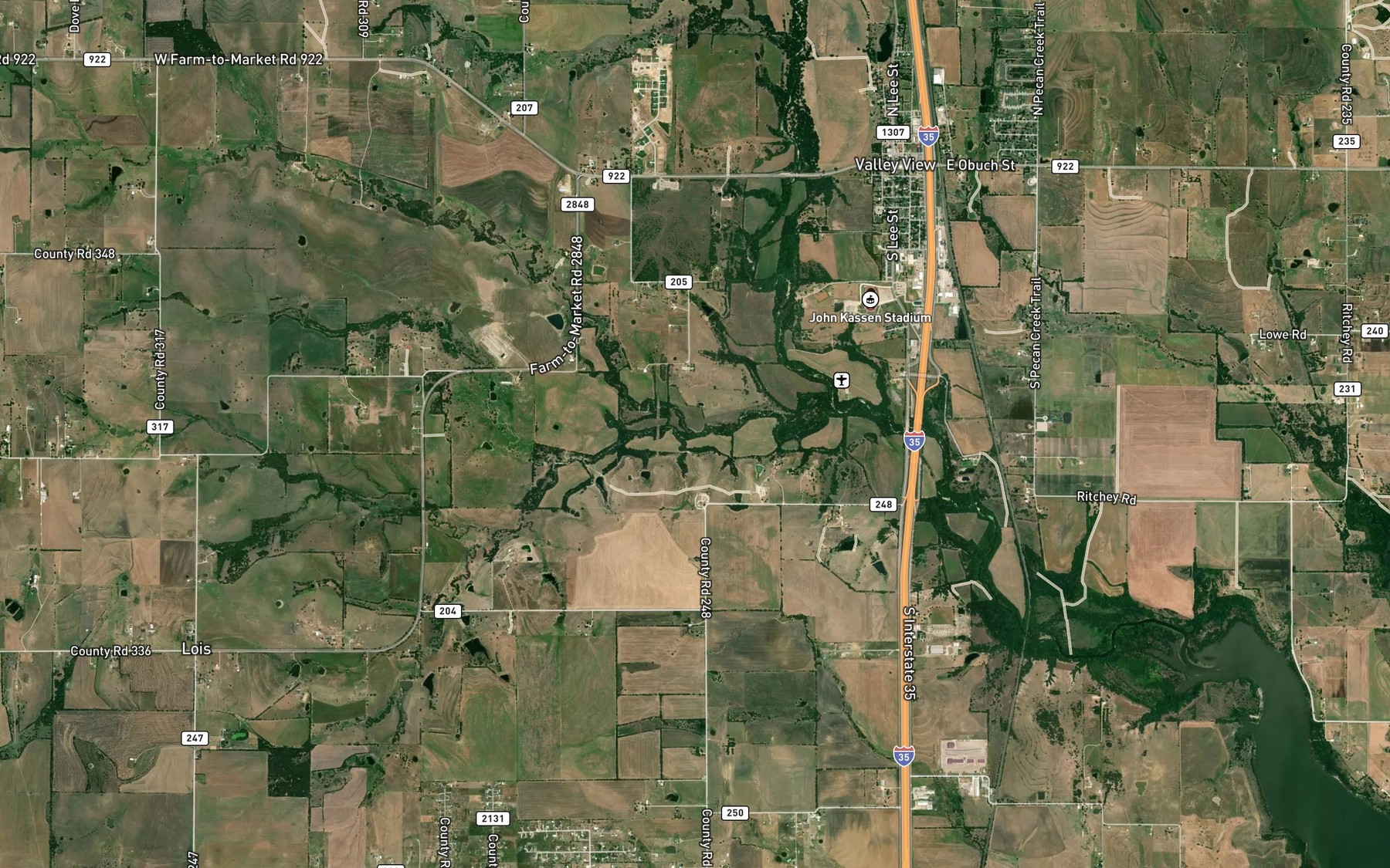 Satellite map of the Little Indian Creek