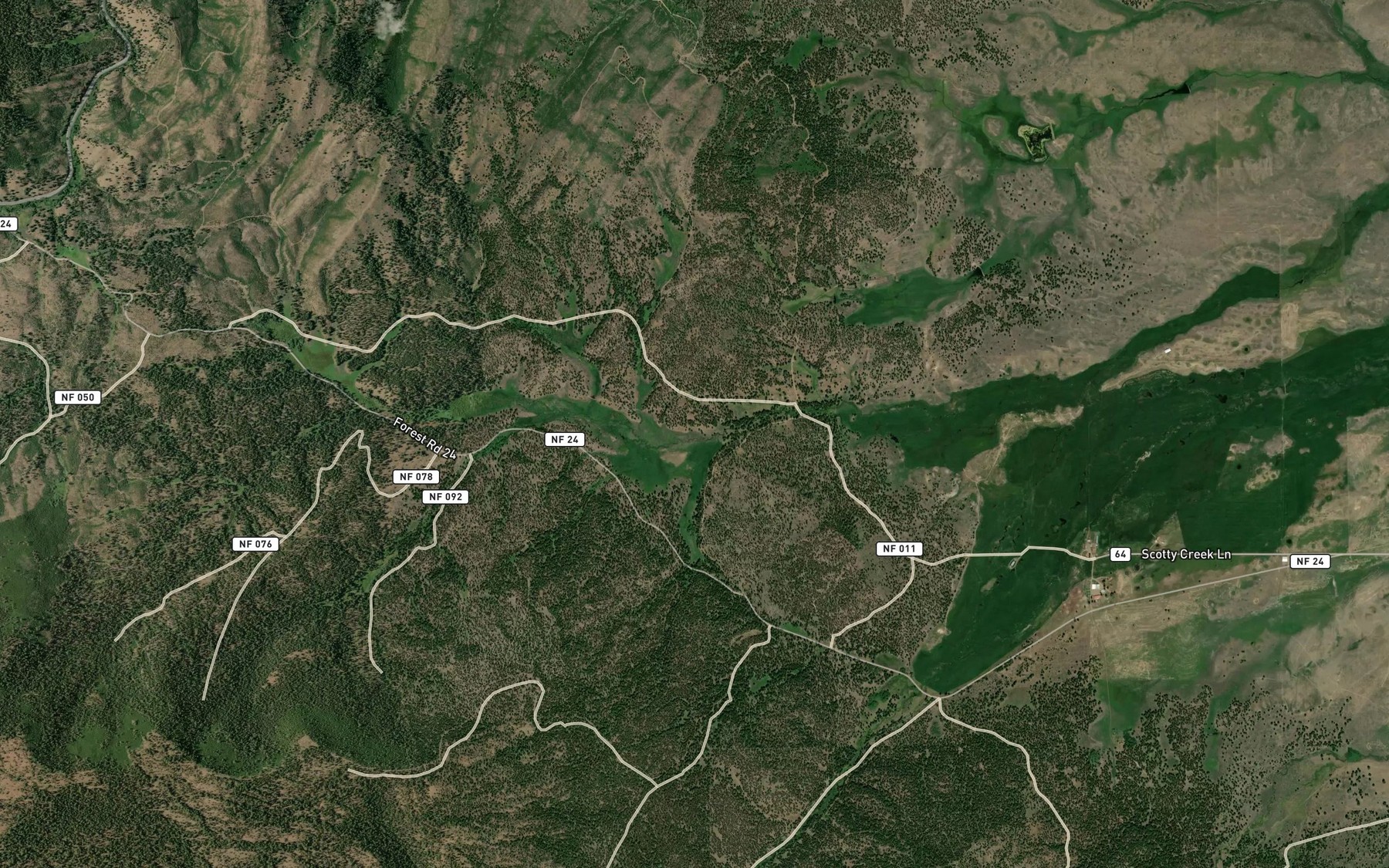Satellite map of the Dipping Vat Creek