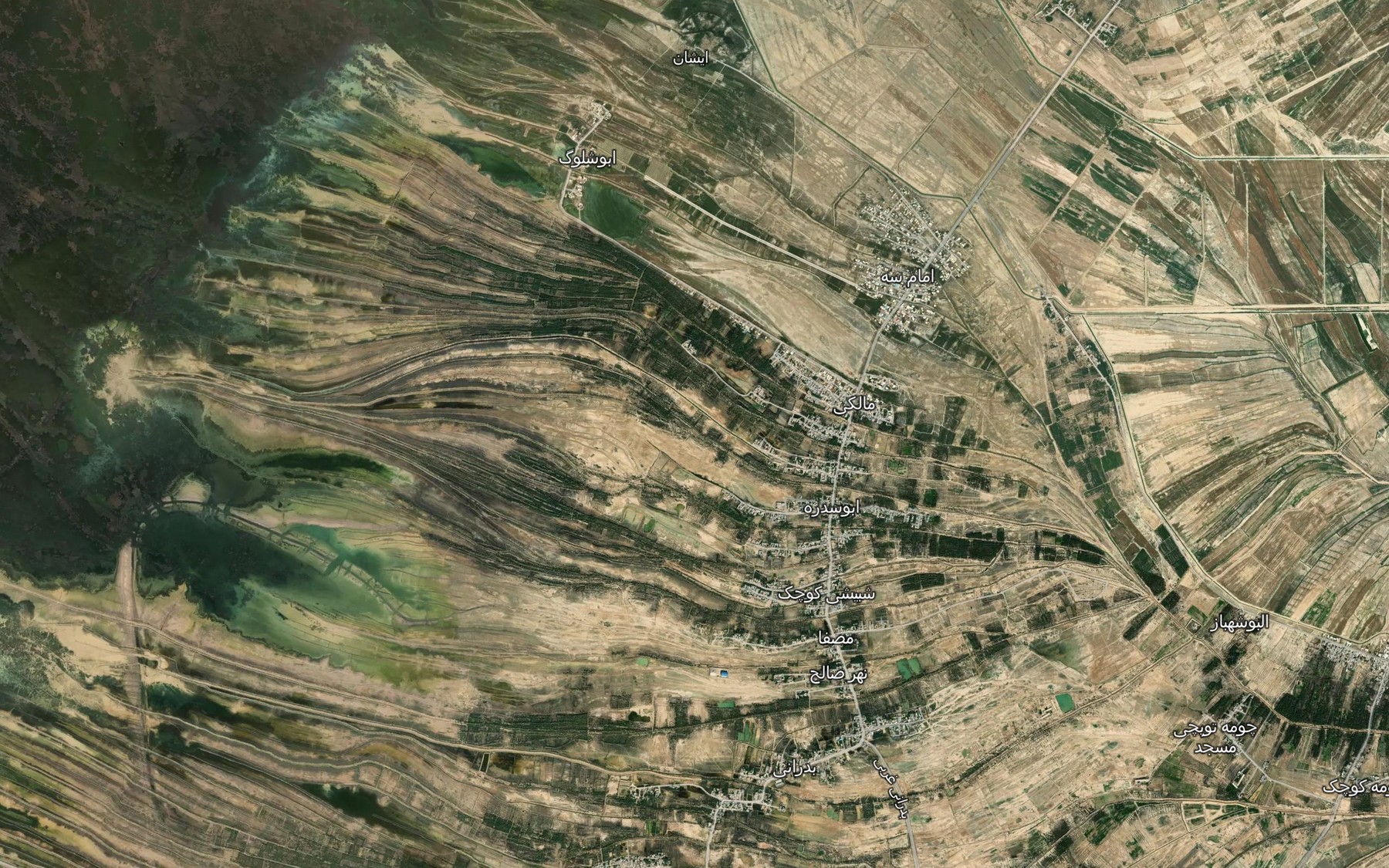 Satellite map of the Nahr-e Abusadr