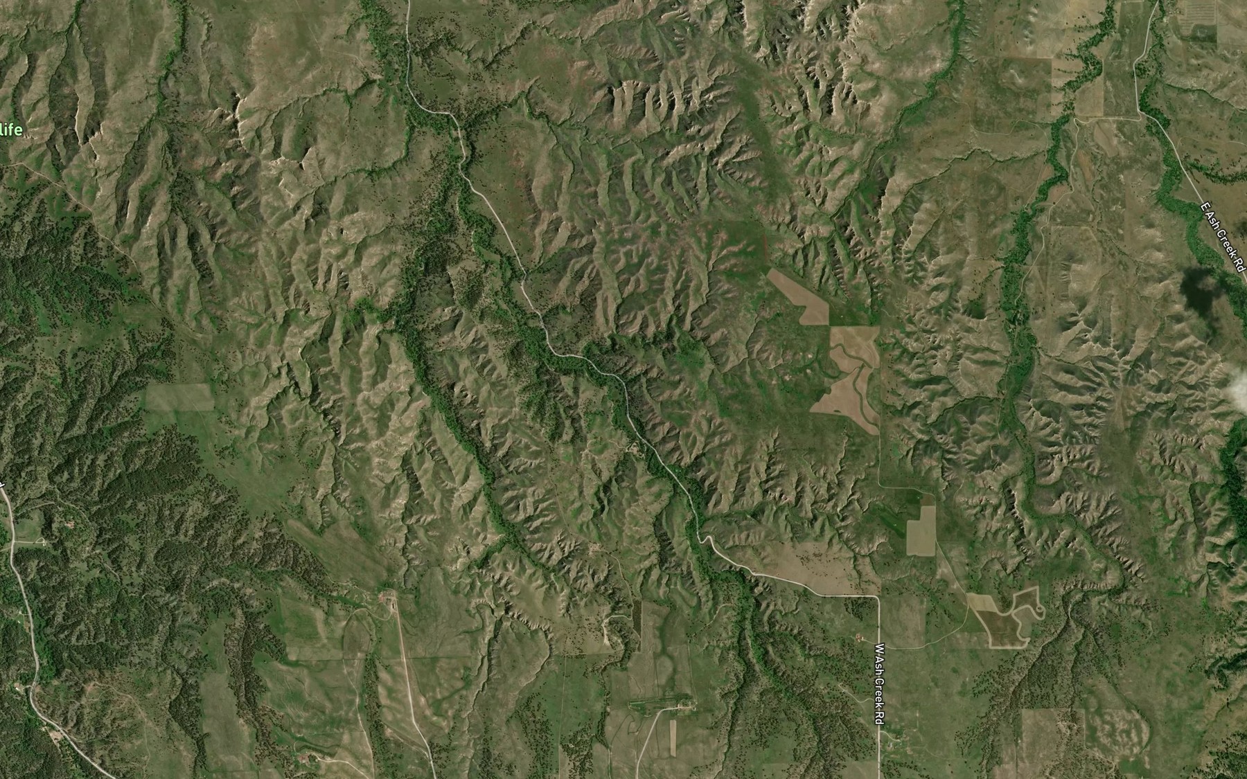 Satellite map of the West Ash Creek