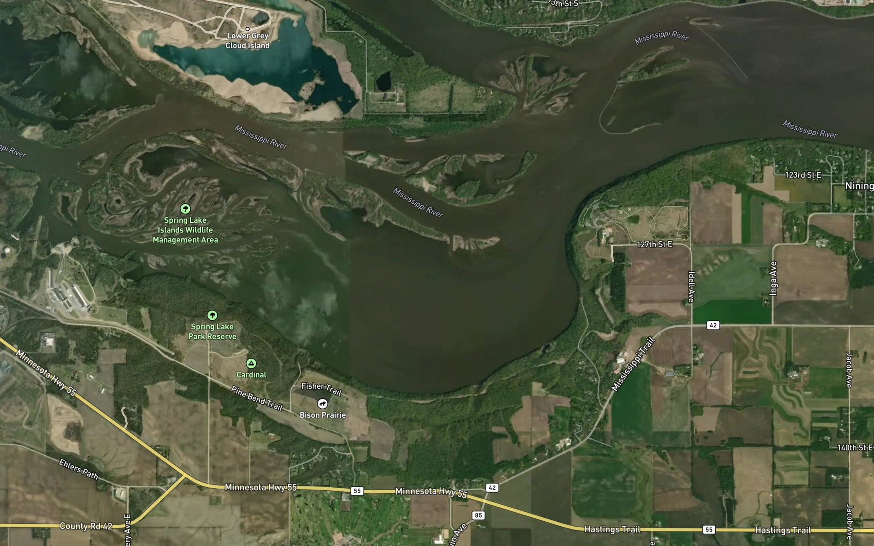 Satellite map of the Spring Lake
