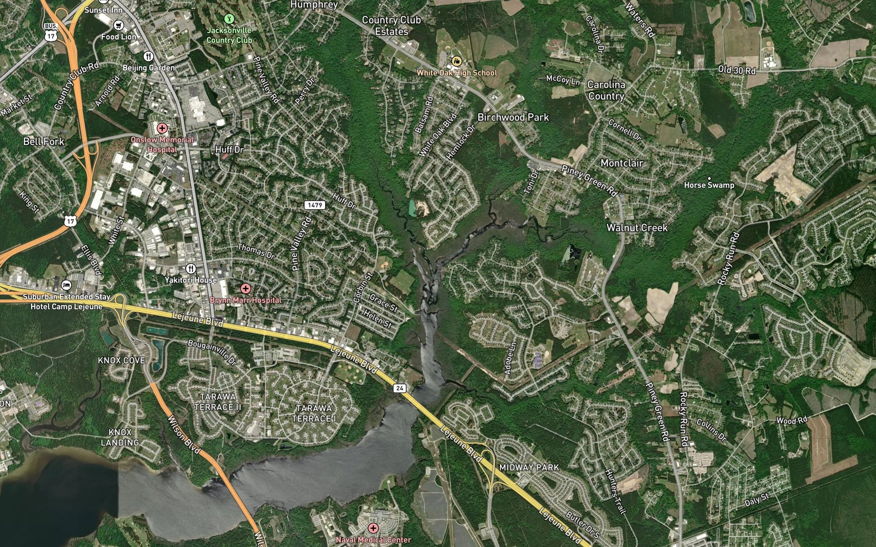 Satellite map of the Little Northeast Creek