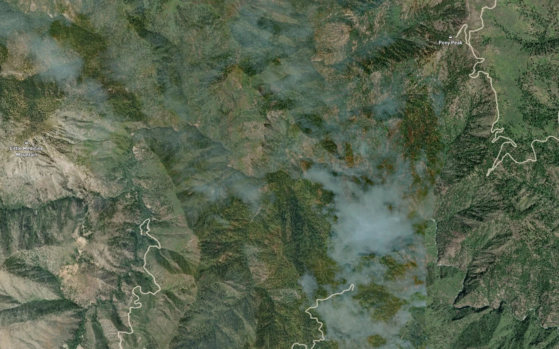 Satellite map of the Coffee Can Creek