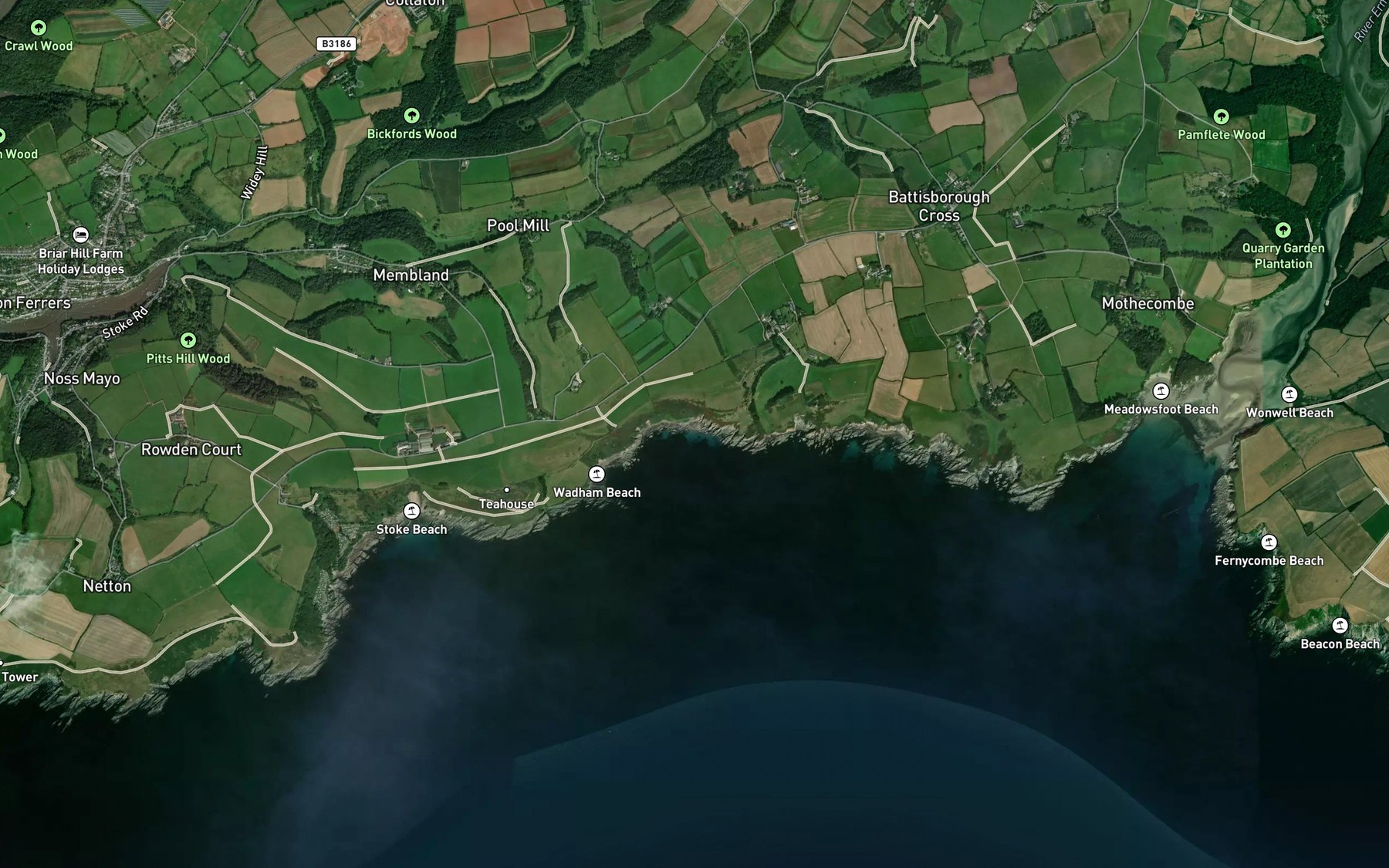 Satellite map of the Carswell Cove