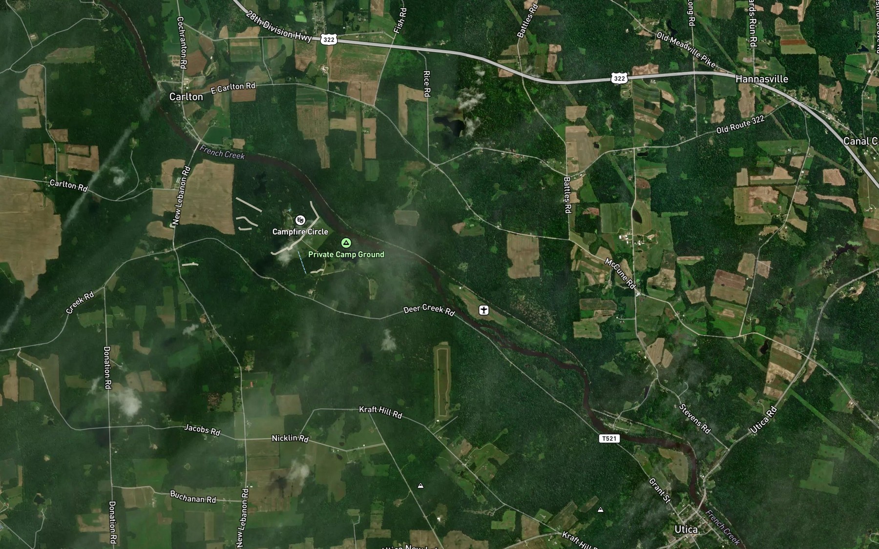 Satellite map of the McCune Run