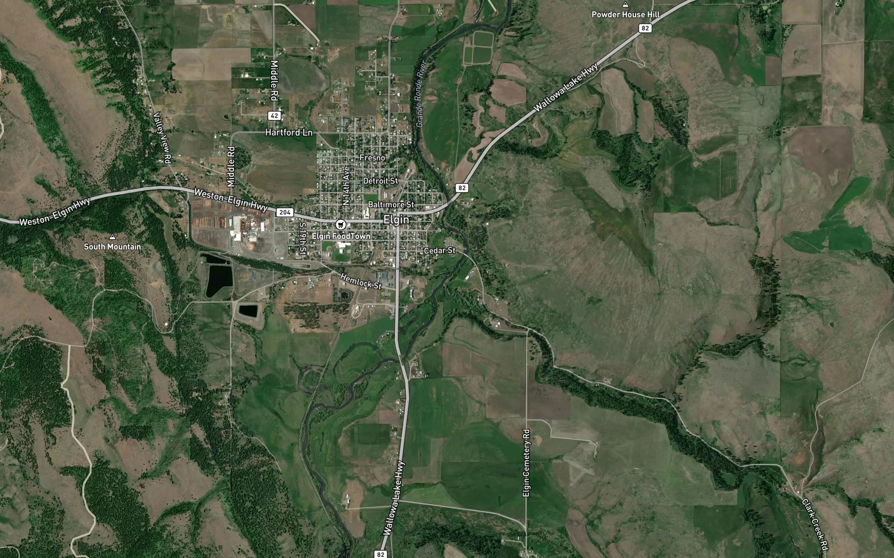 Satellite map of the Gordon Creek