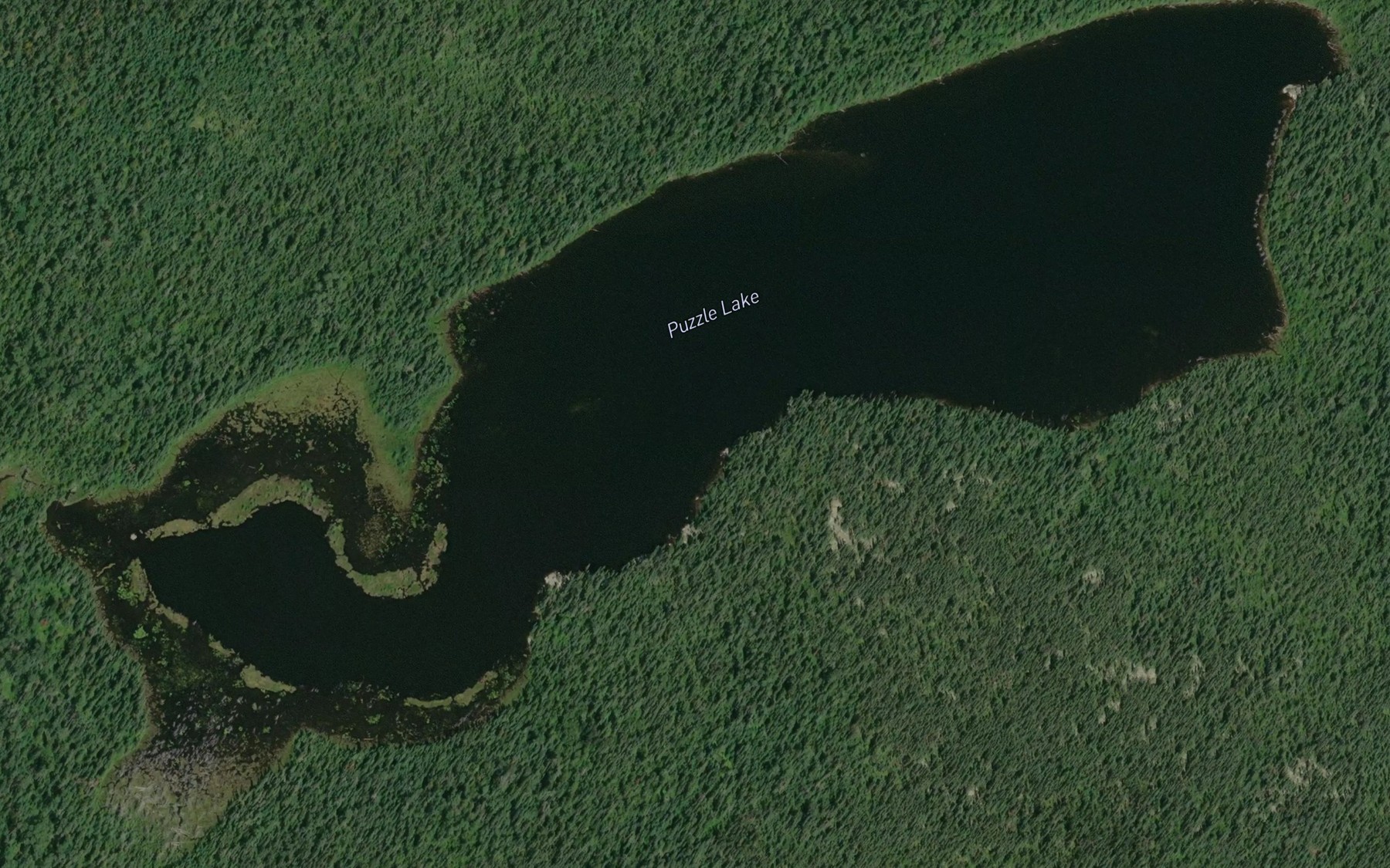 Satellite map of the Puzzle Lake
