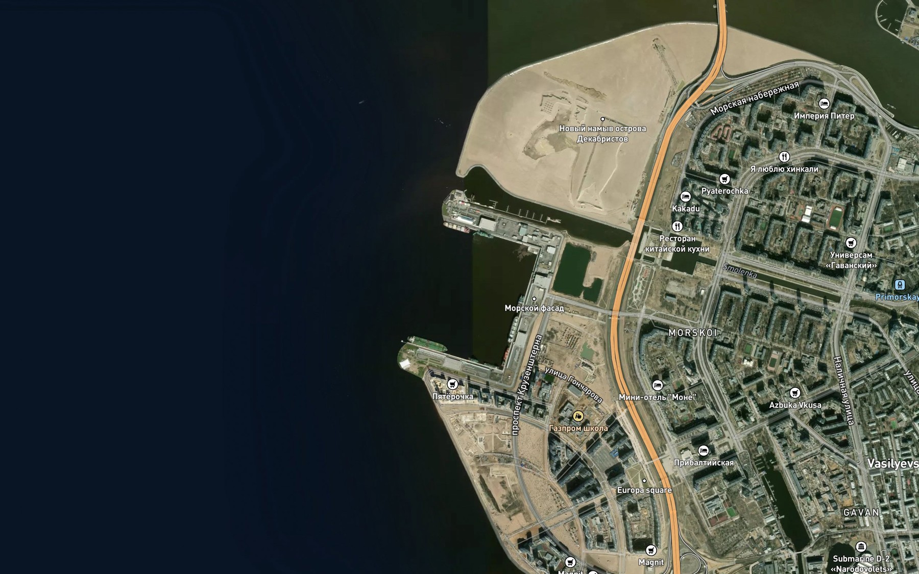 Satellite map of the Otmel' Galernoy Kosy