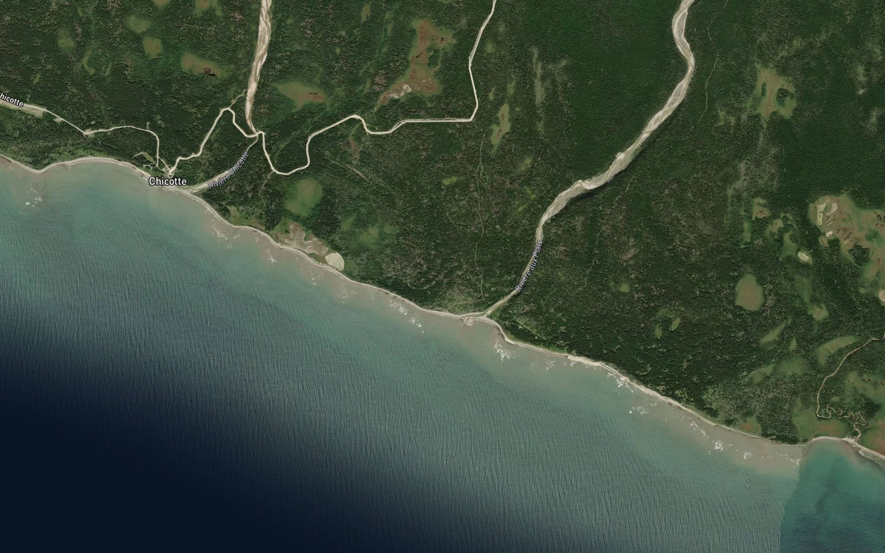 Satellite map of the Riviere aux Plats