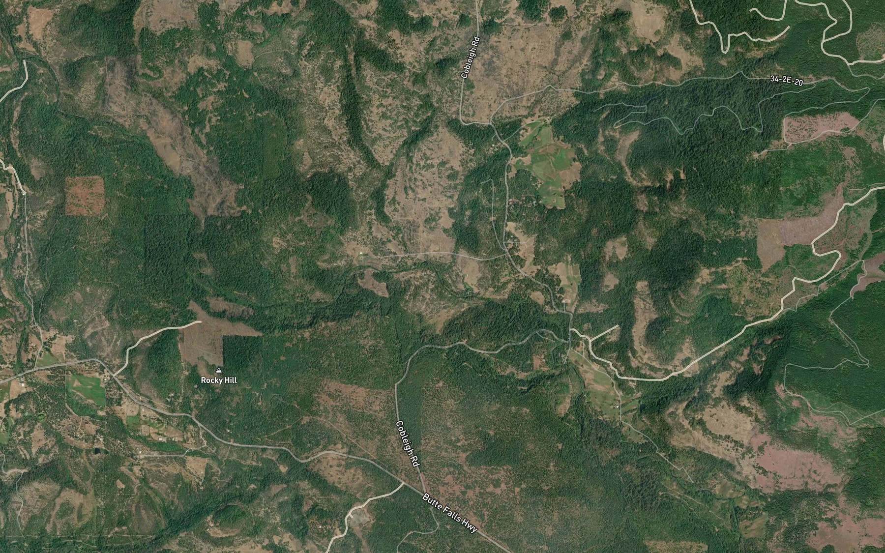 Satellite map of the Dog Creek