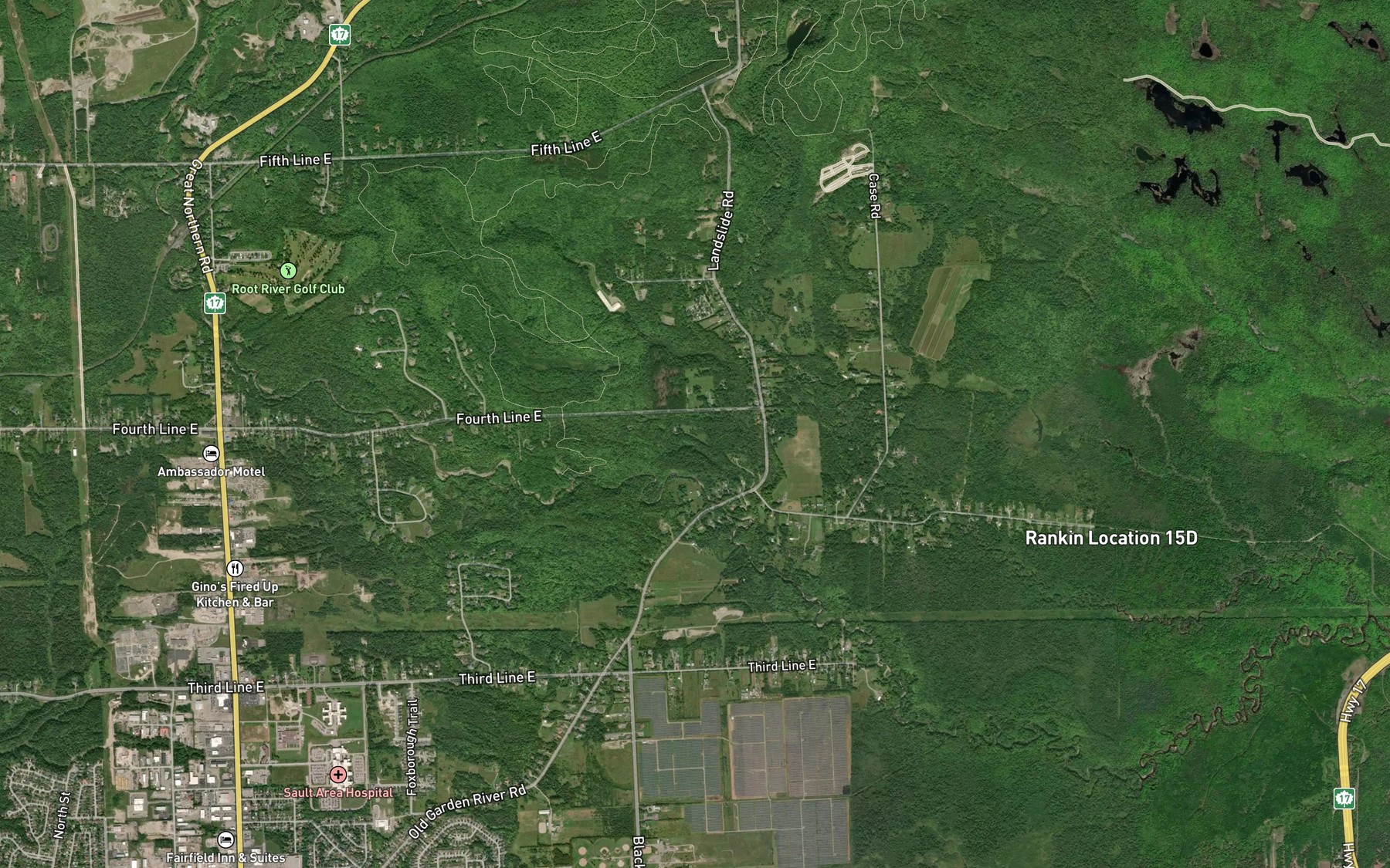 Satellite map of the Coldwater Creek