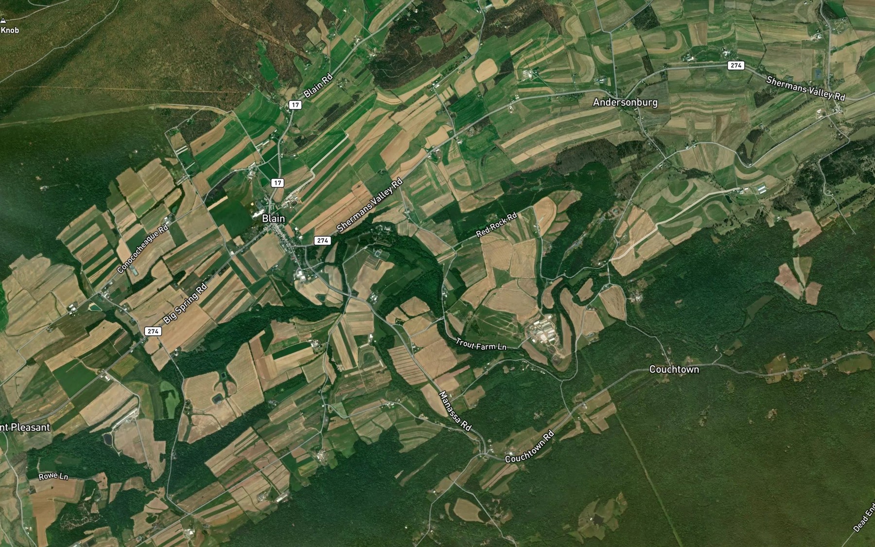 Satellite map of the Bull Run