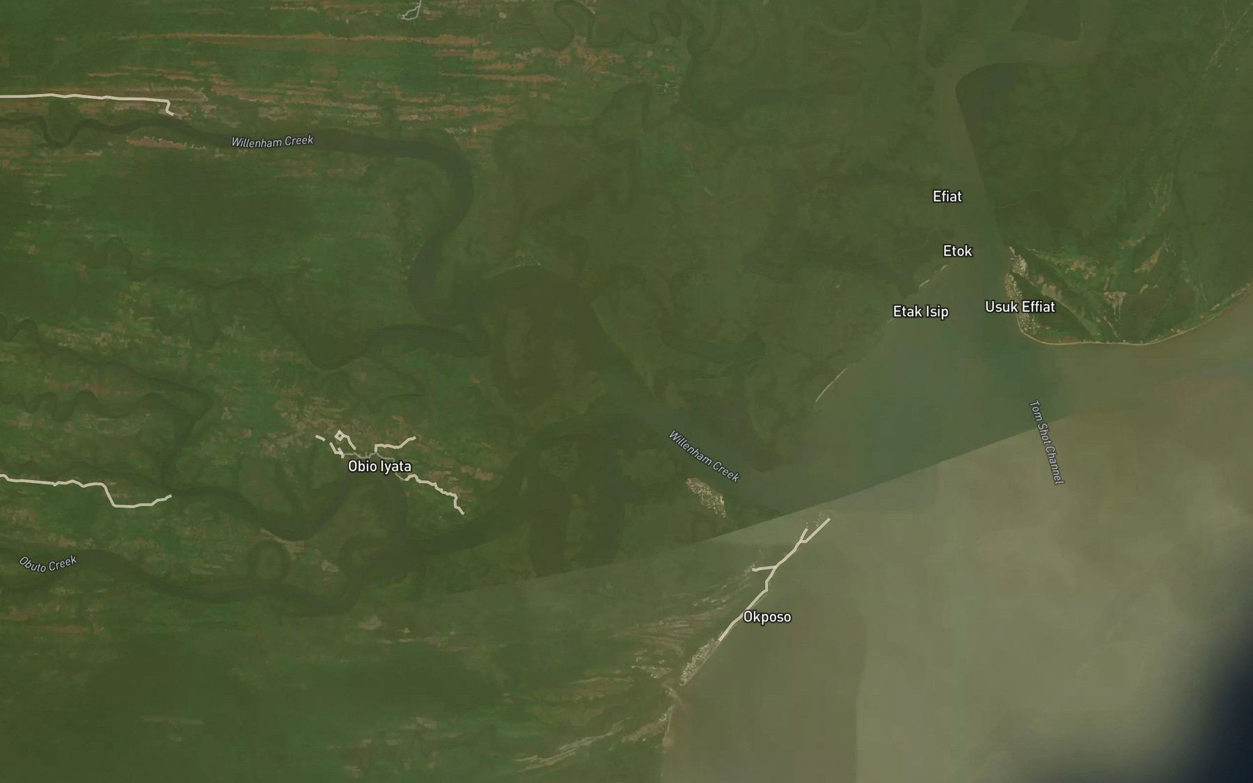 Satellite map of the Widenham Creek