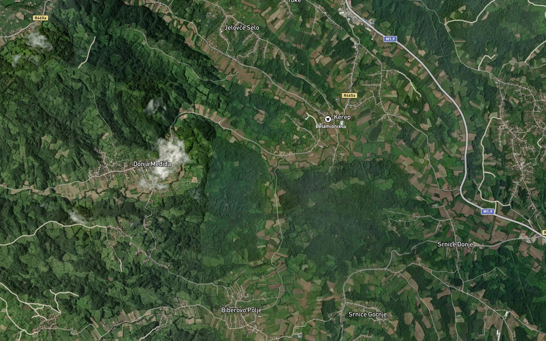 Satellite map of the Poljanska Reka