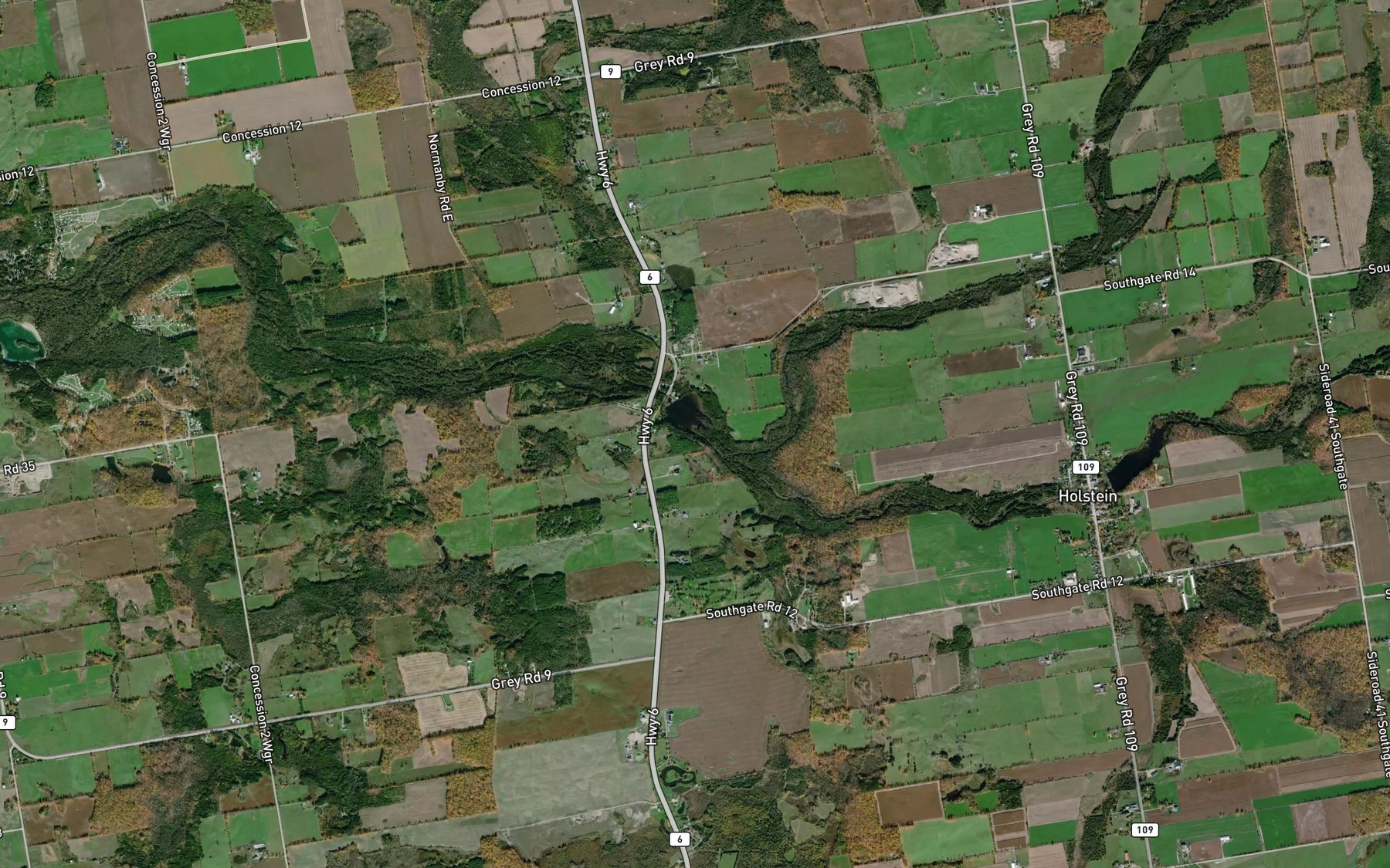 Satellite map of the Norman Reeves Creek
