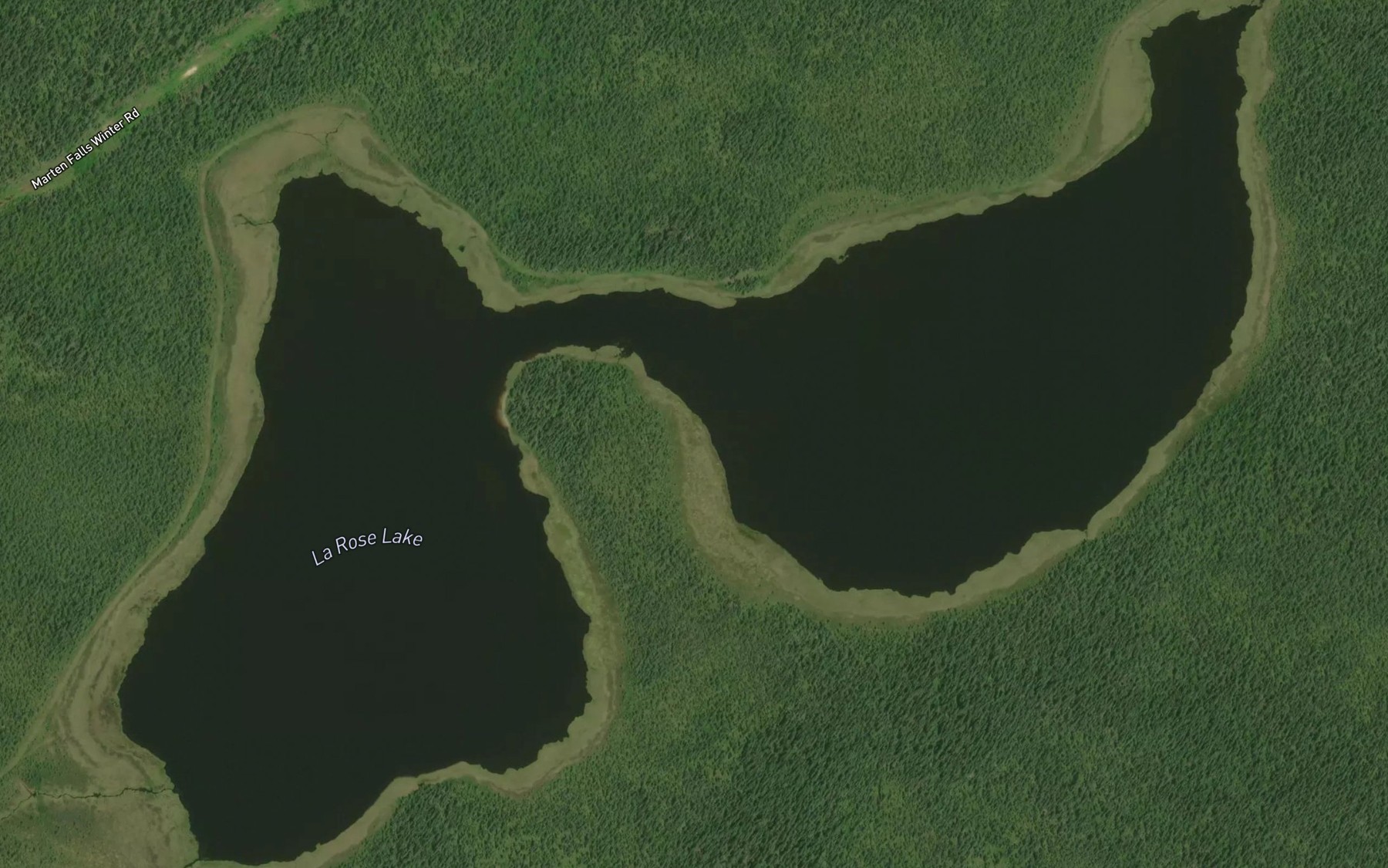 Satellite map of the La Rose Lake