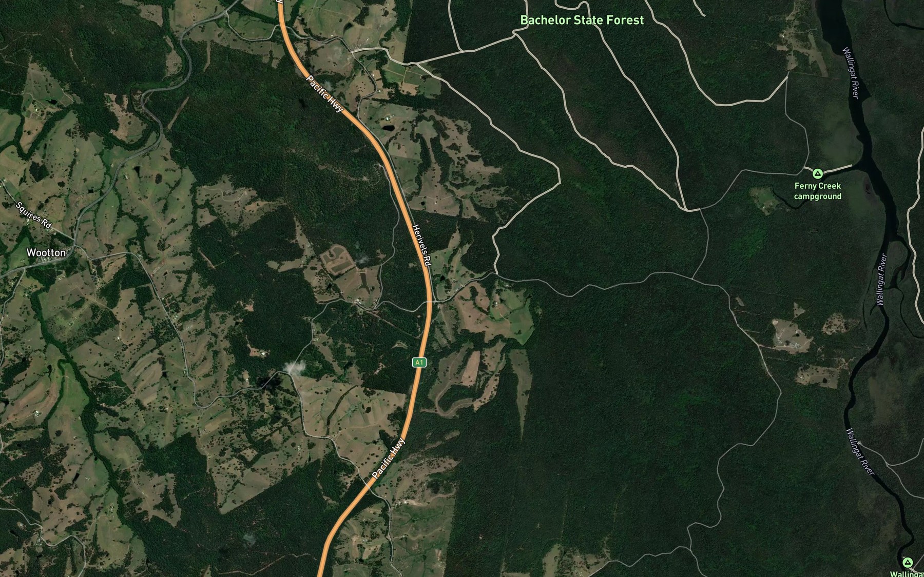 Satellite map of the Right Branch Ferny Creek