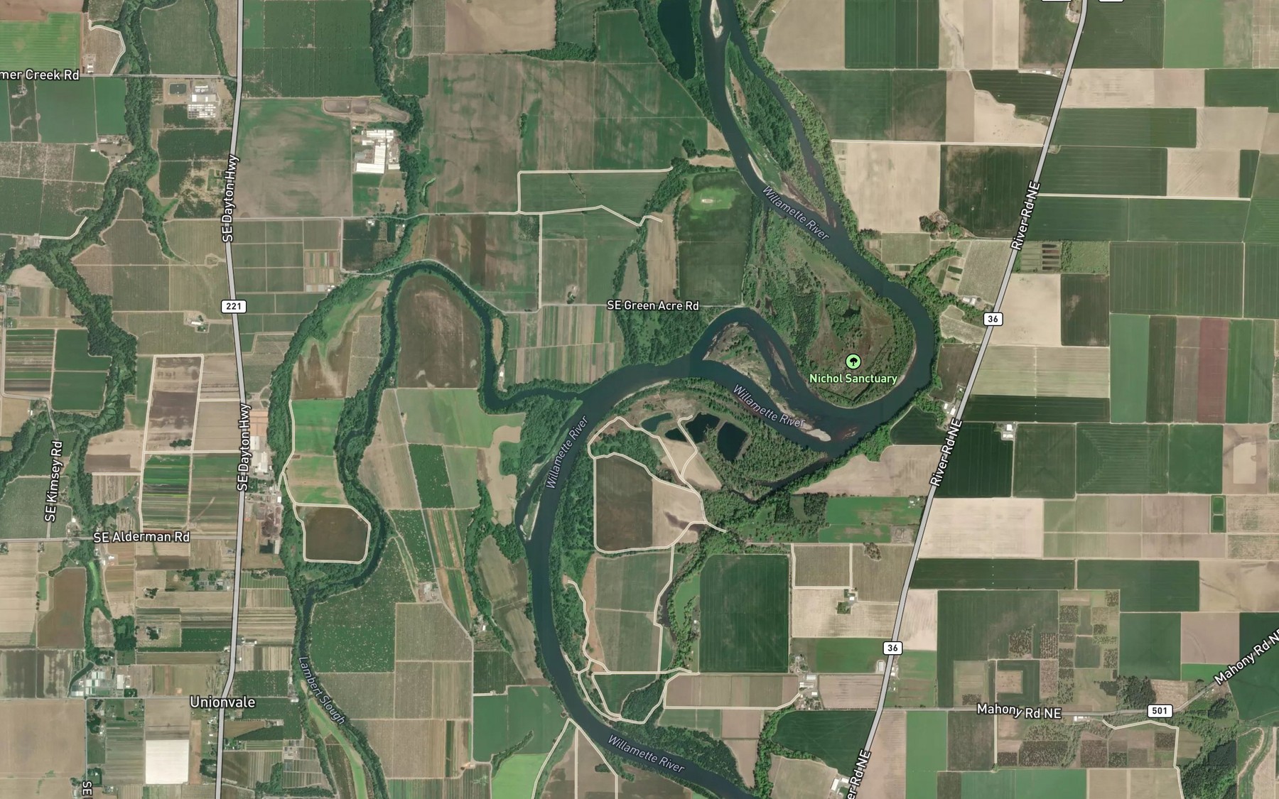 Satellite map of the Lambert Bend