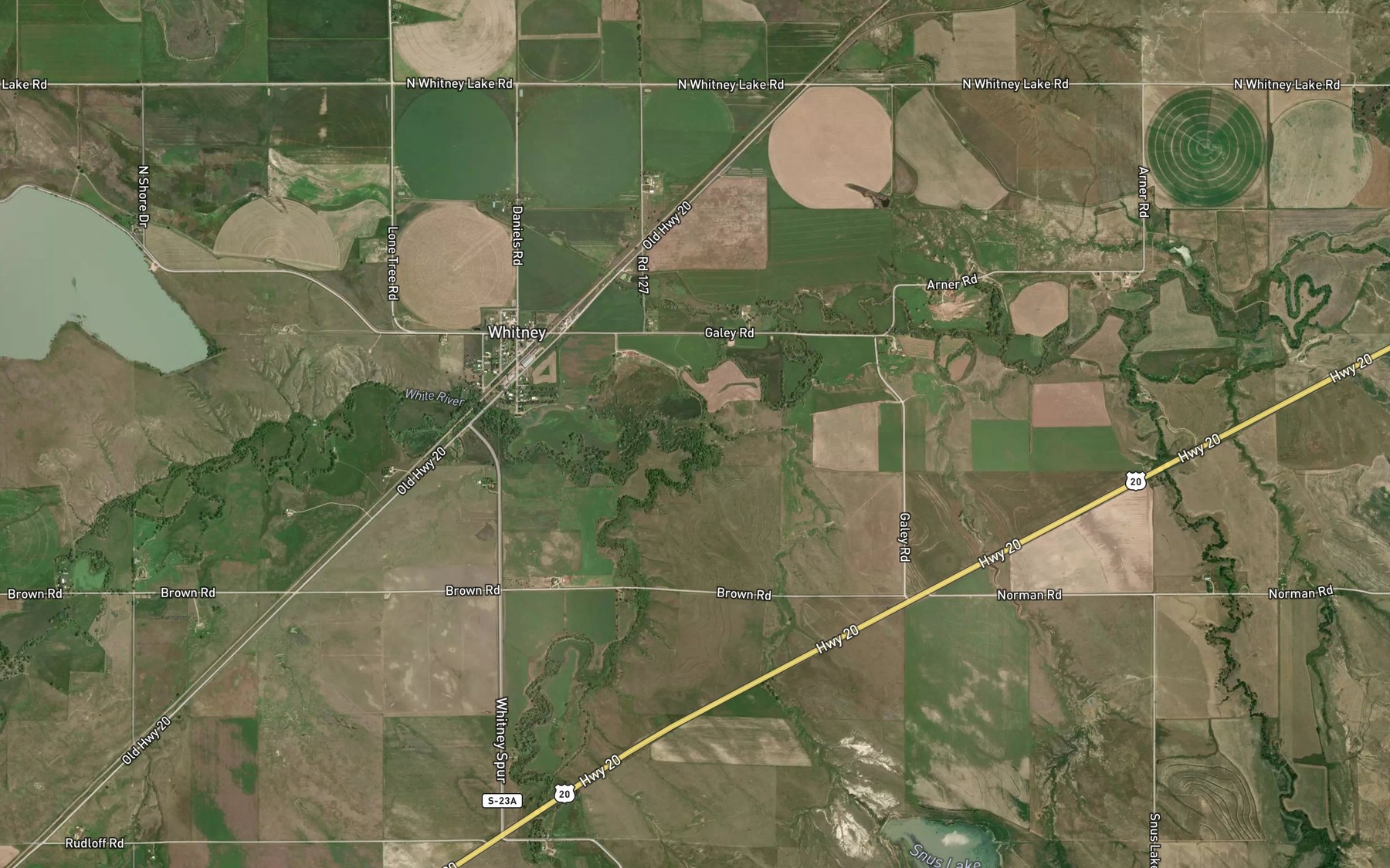 Satellite map of the Ash Creek