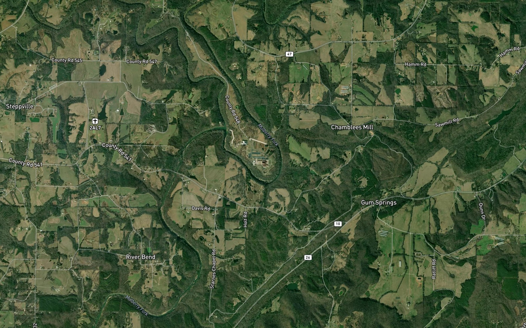 Satellite map of the Pumphouse Bend