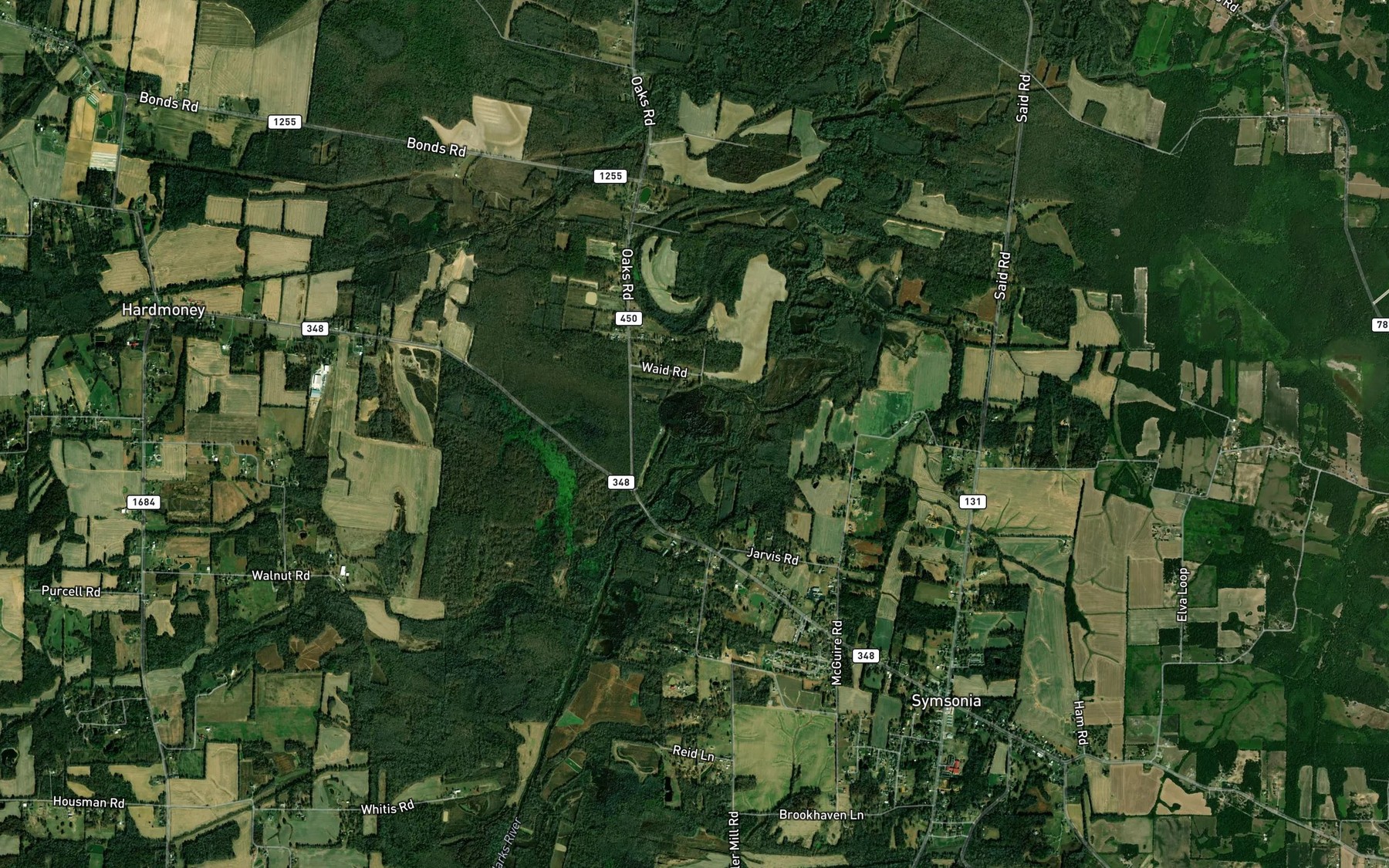 Satellite map of the Horseshoe Pond