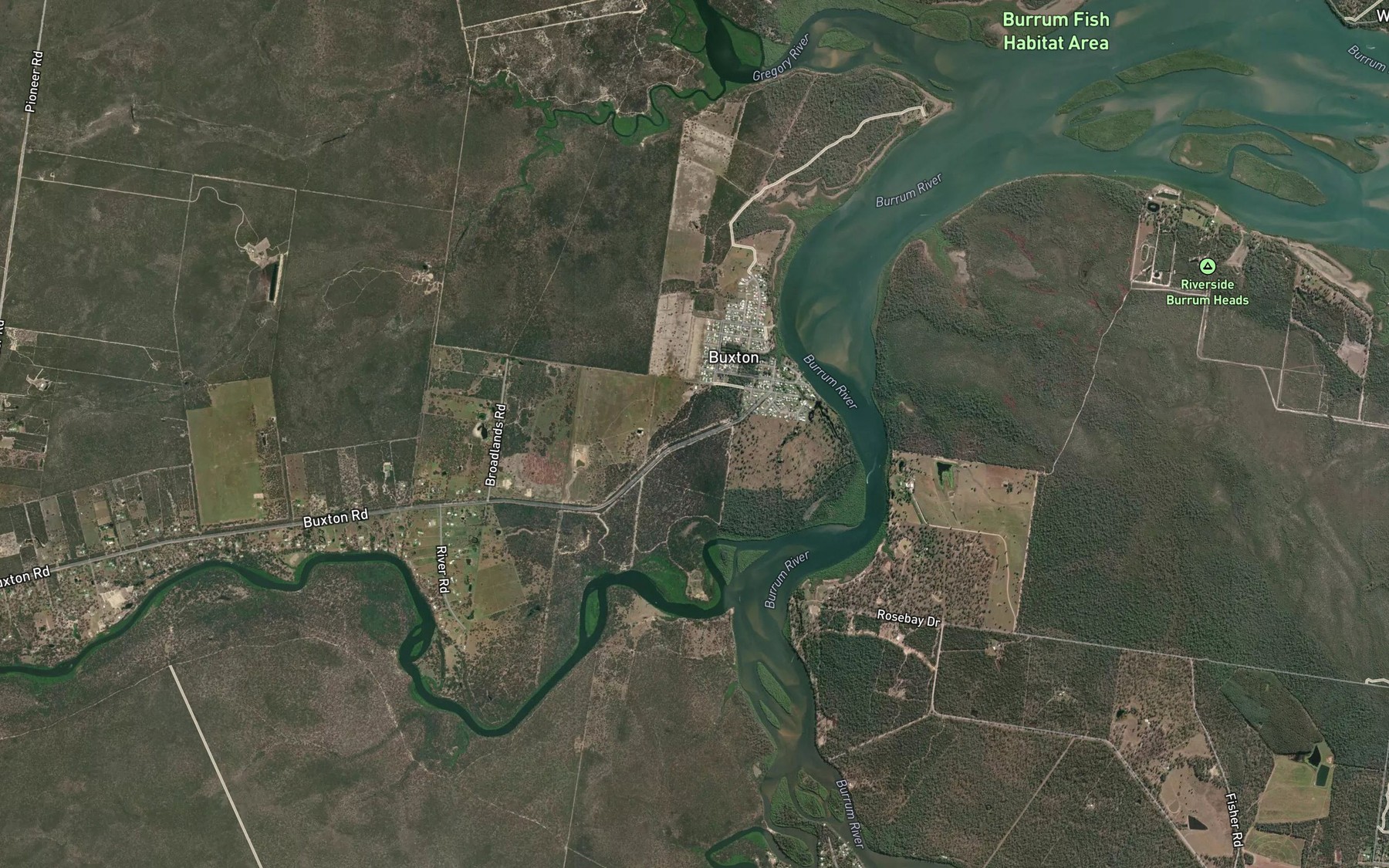 Satellite map of the Isis River