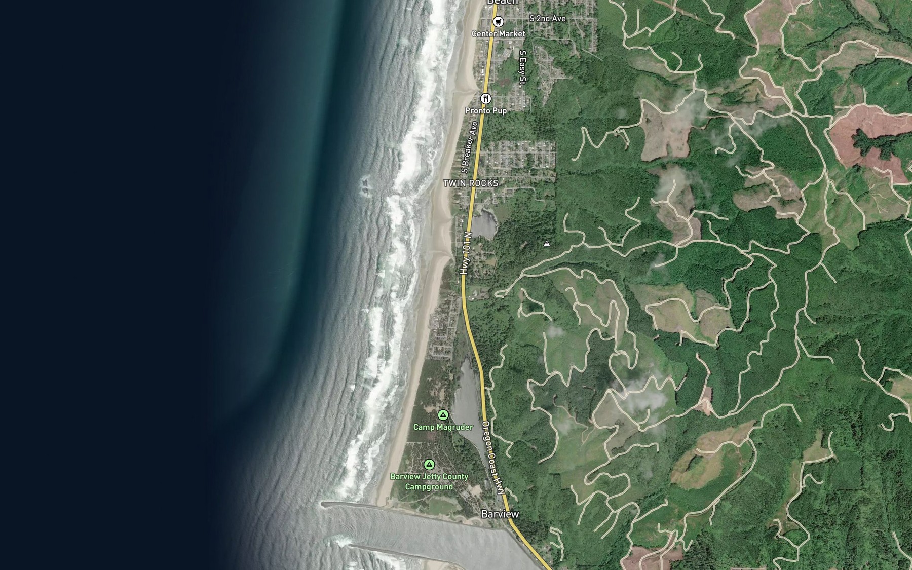 Satellite map of the Watseco Creek