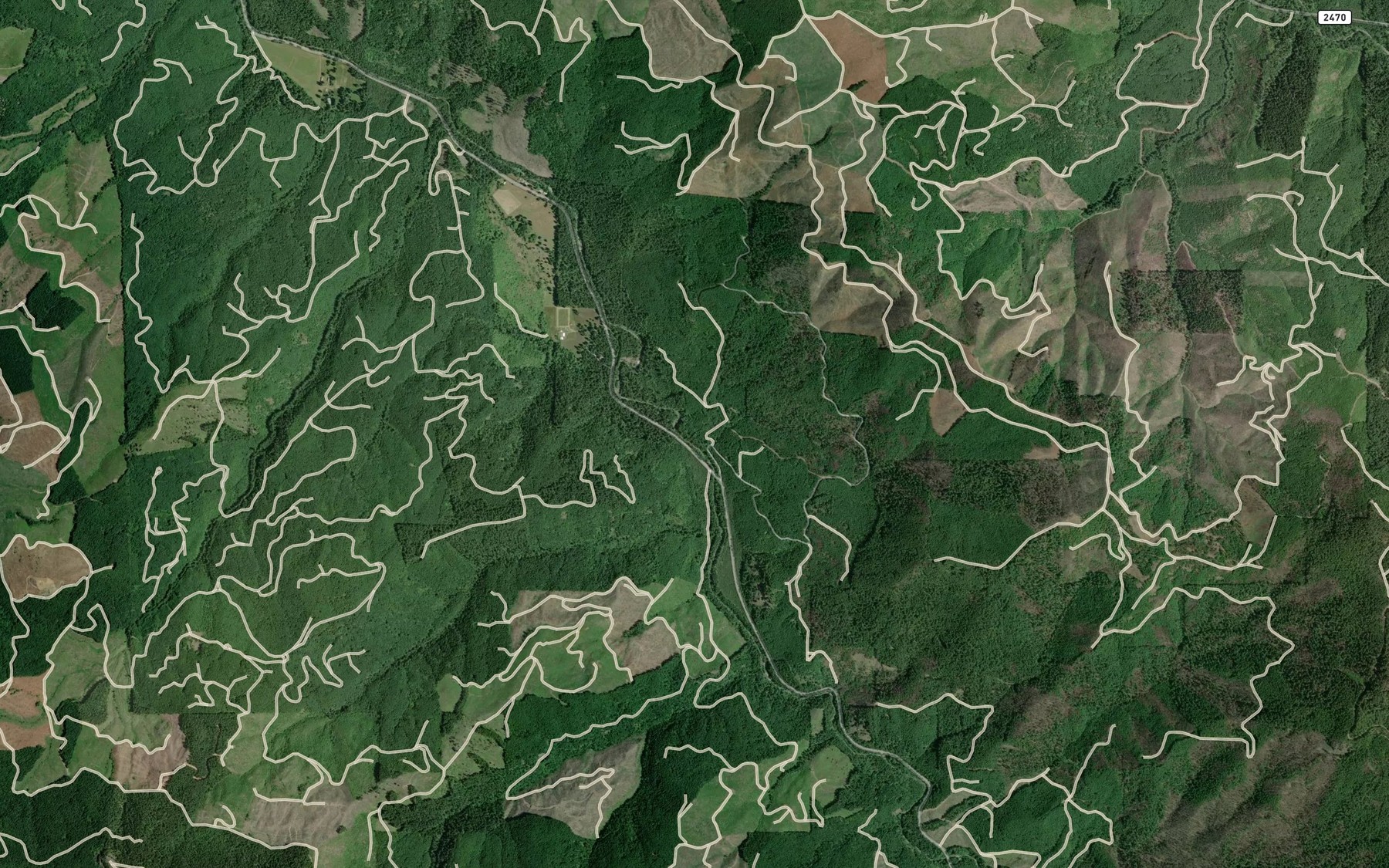 Satellite map of the Pony Creek