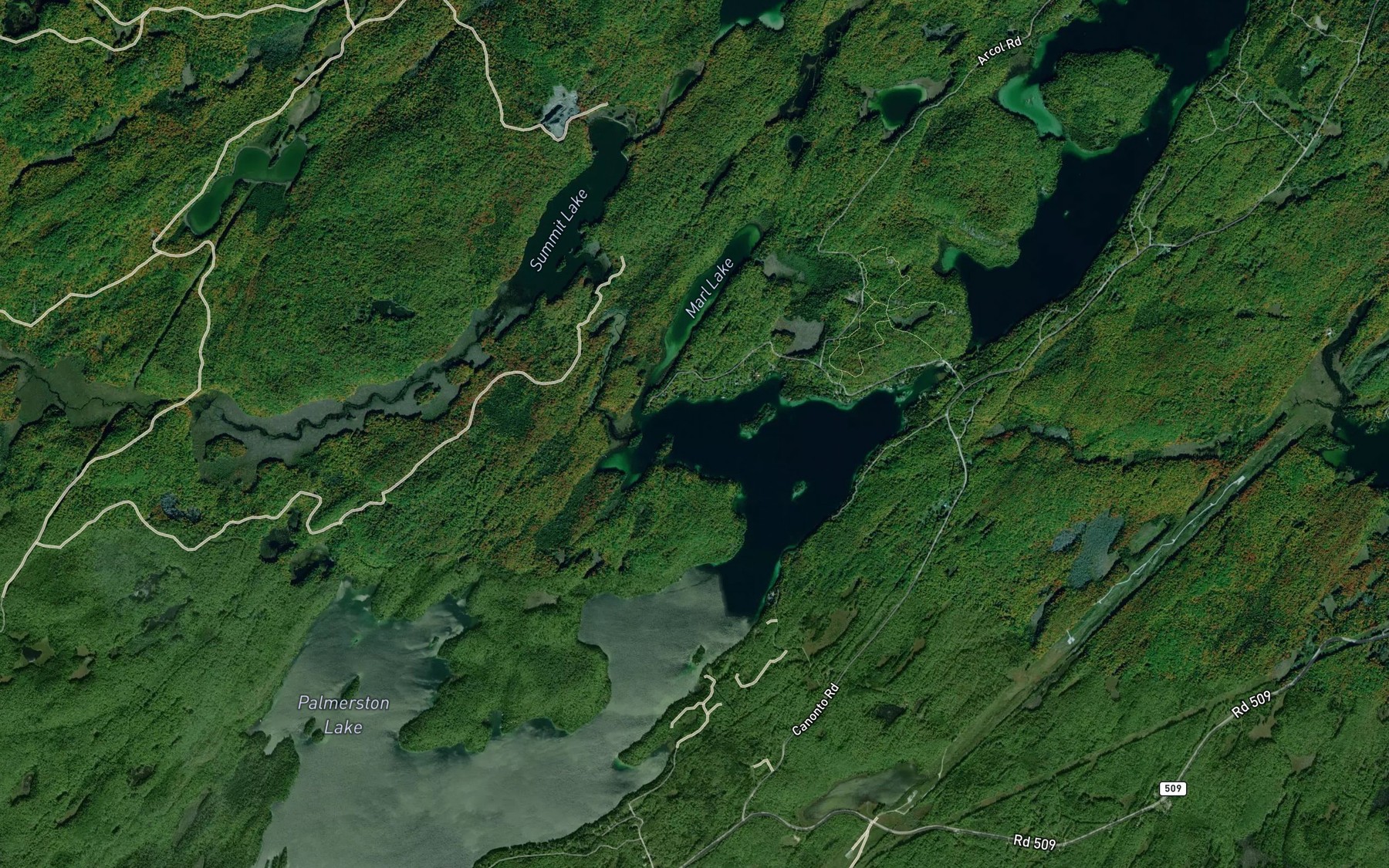 Satellite map of the Deadbeaver Creek