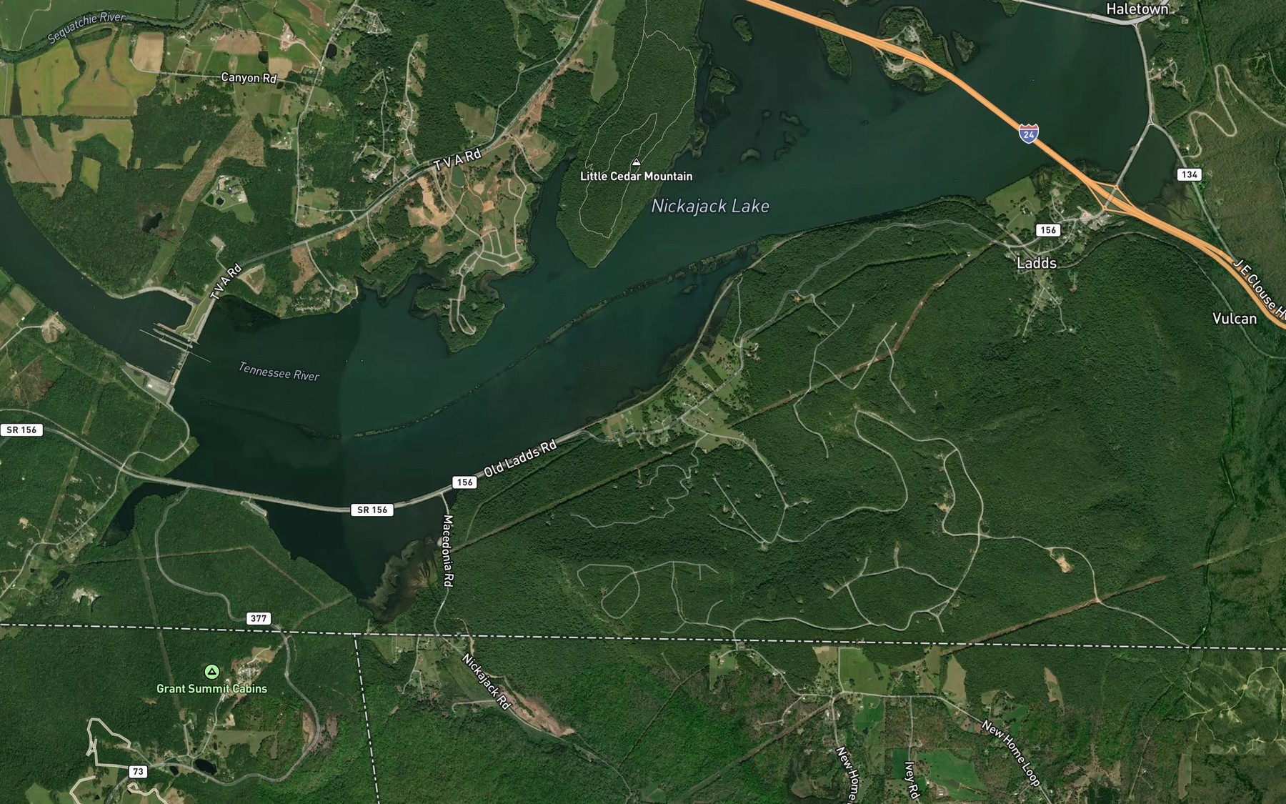 Satellite map of the Graham Cove Branch