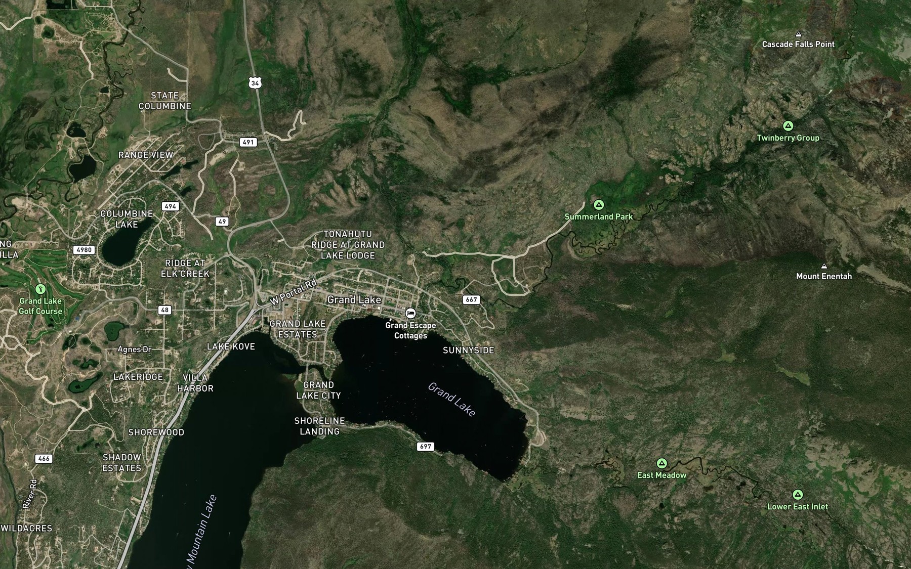 Satellite map of the Tonahutu Creek