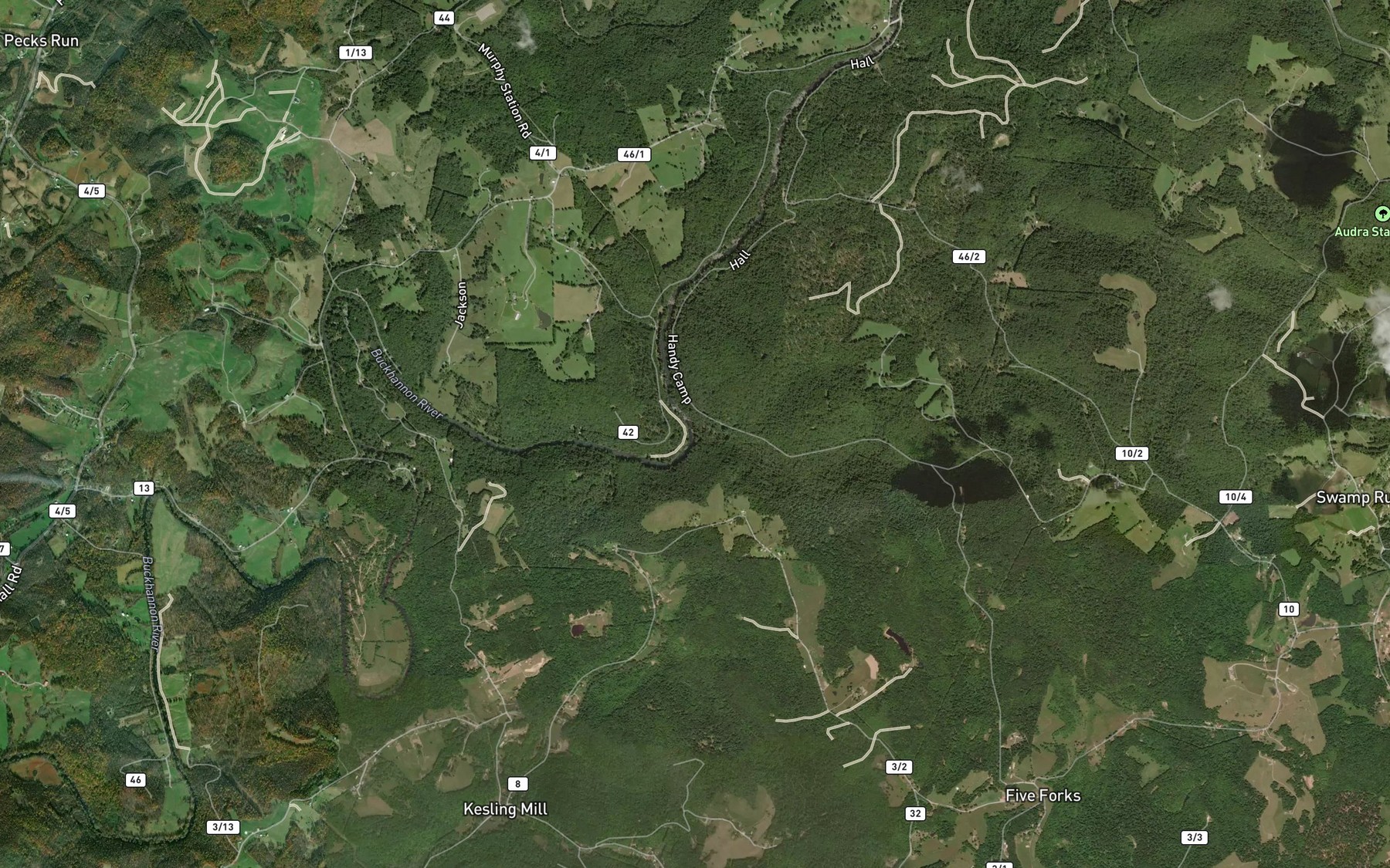 Satellite map of the Handy Camp Run