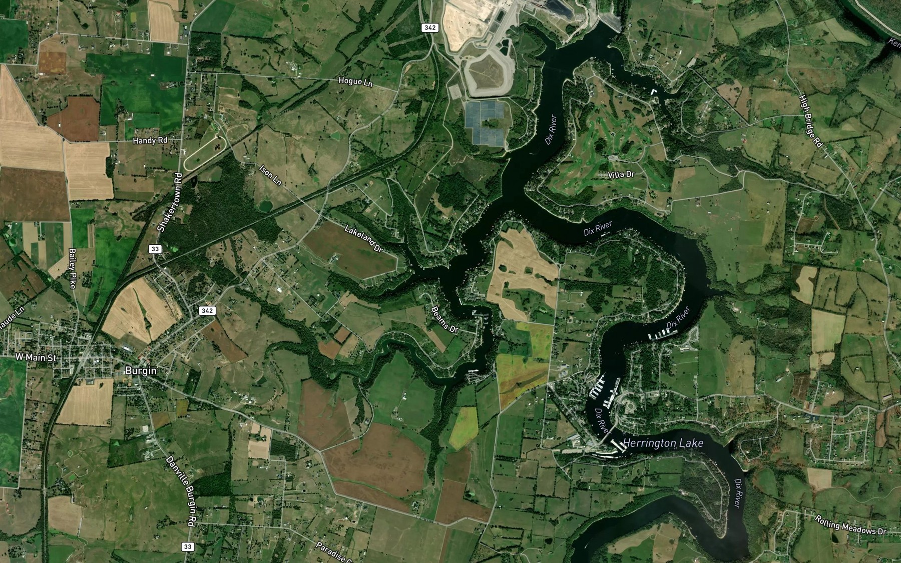 Satellite map of the Cane Run