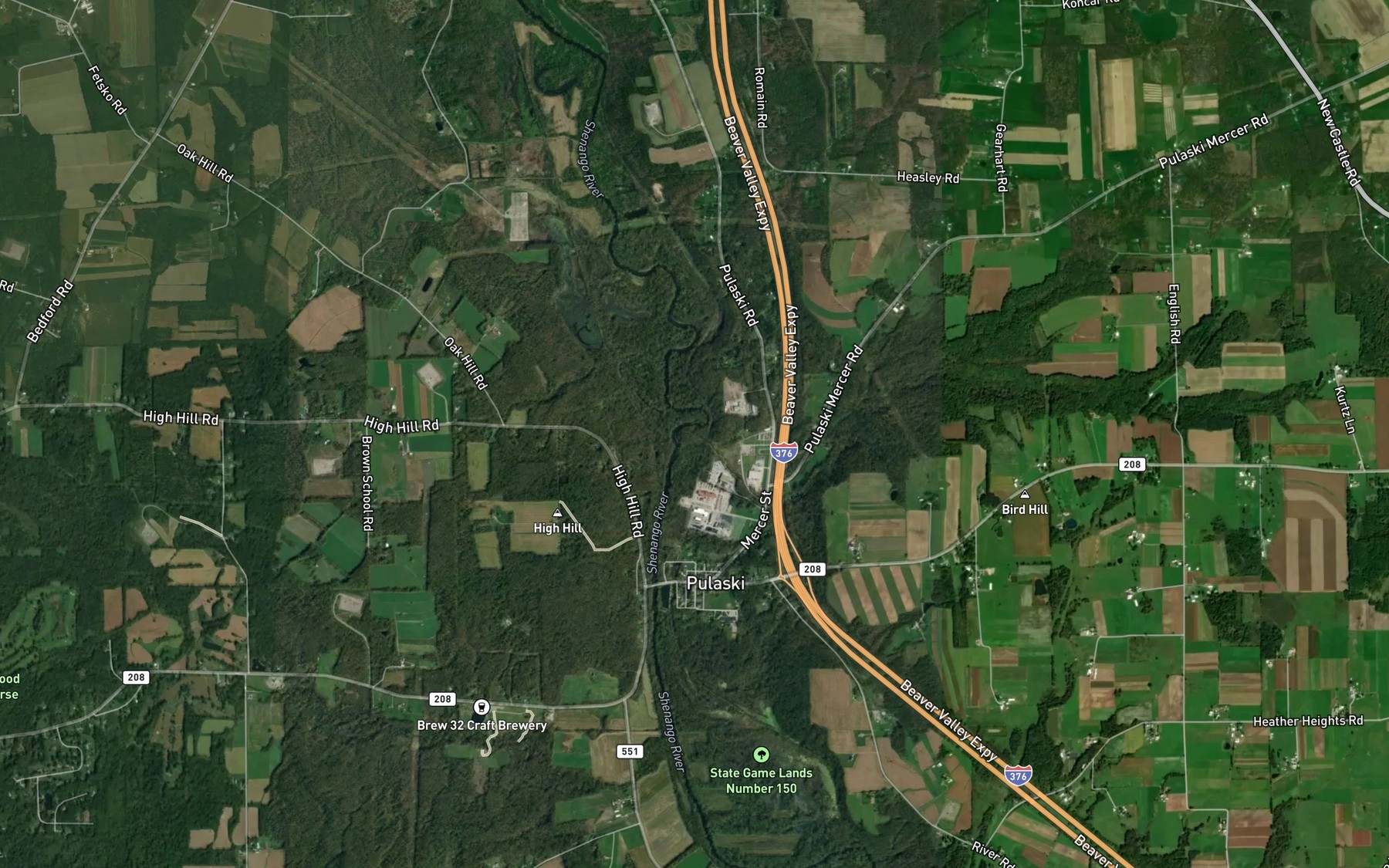 Satellite map of the Buchanan Run
