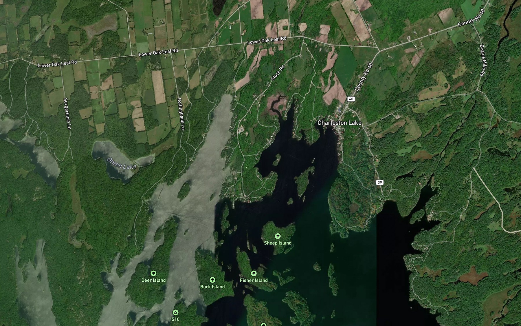 Satellite map of the Buttermilk Cove