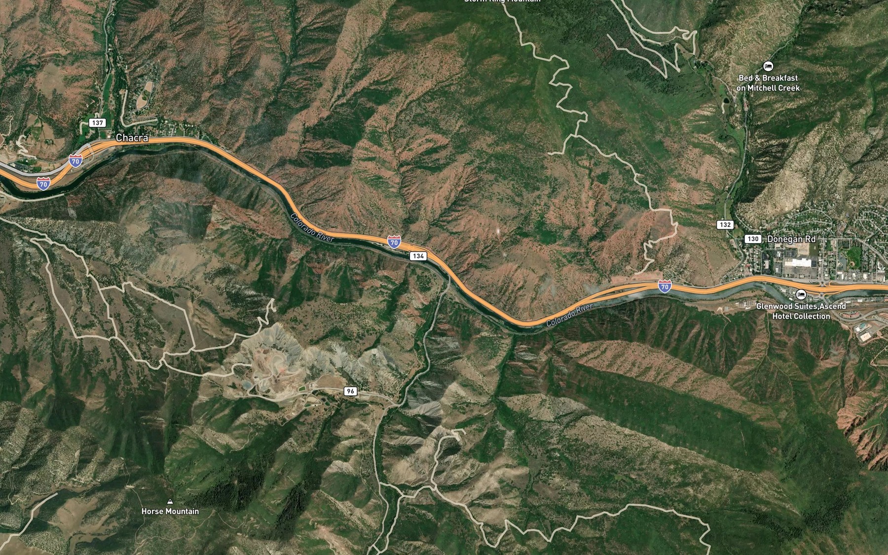 Satellite map of the South Canyon Creek