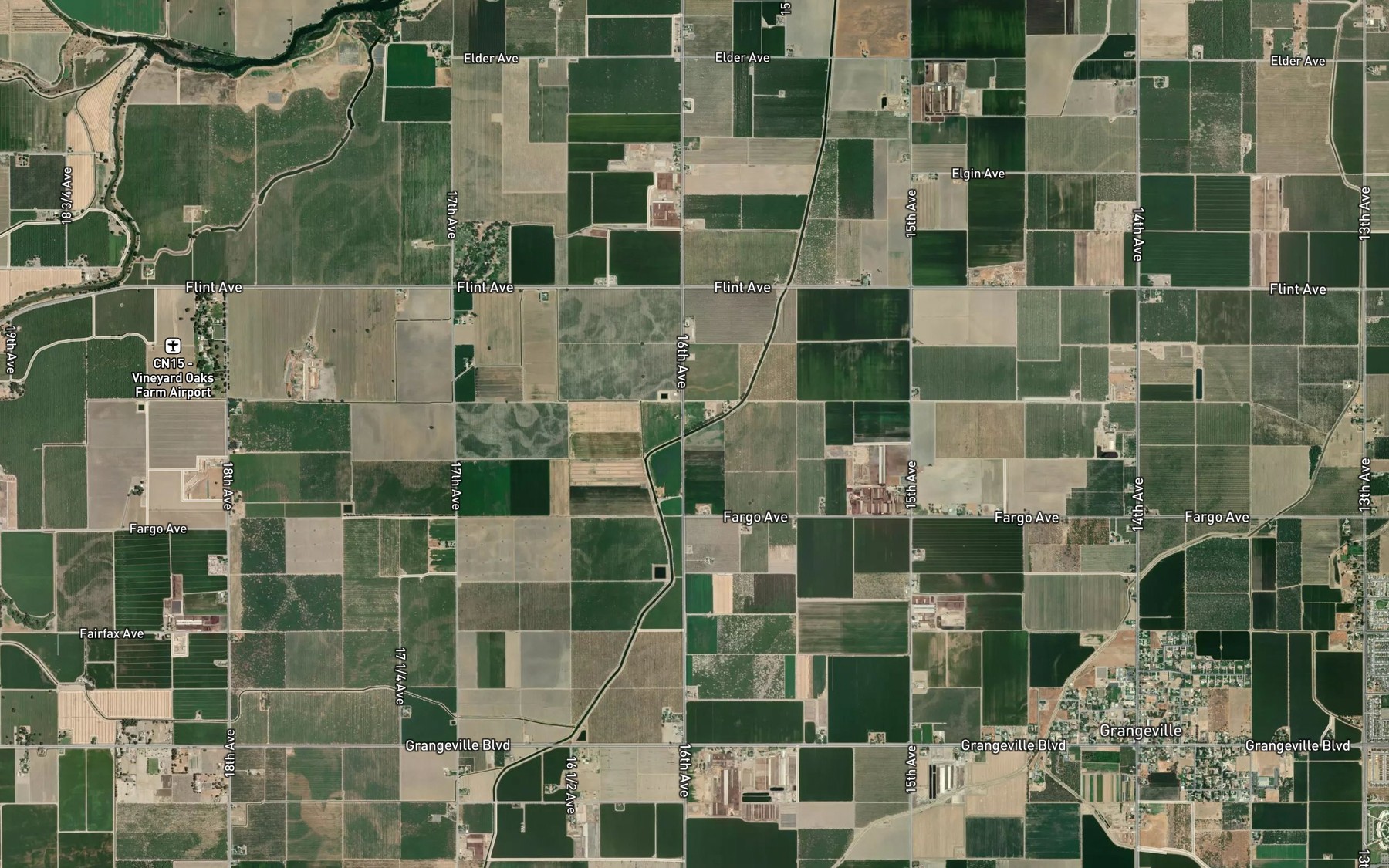 Satellite map of the Lower Kings River Ditch