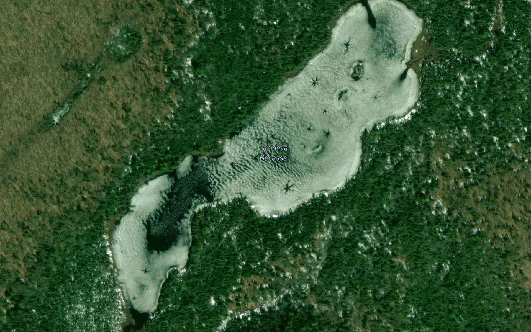 Satellite map of the Lac de la Becasse