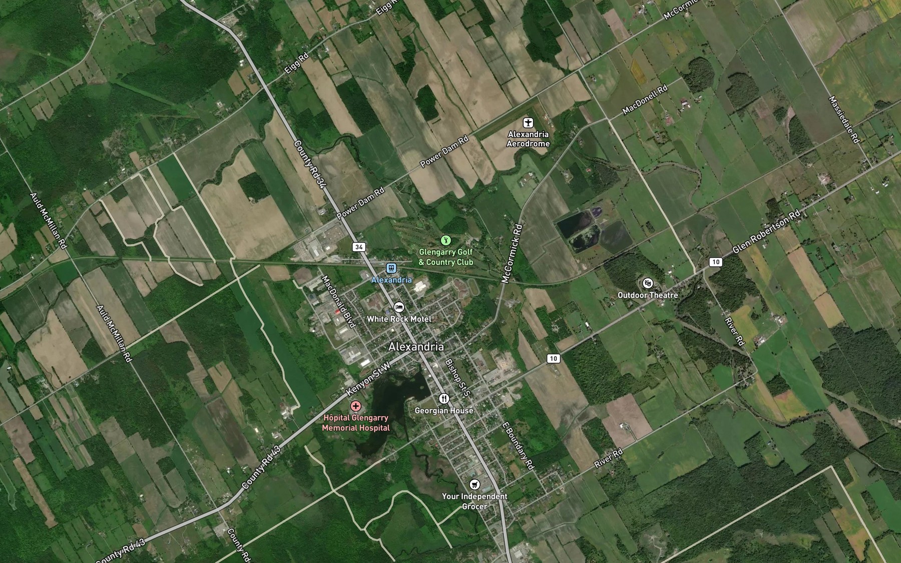 Satellite map of the Garry River