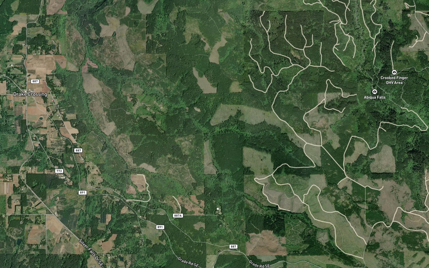 Satellite map of the Bridge Creek