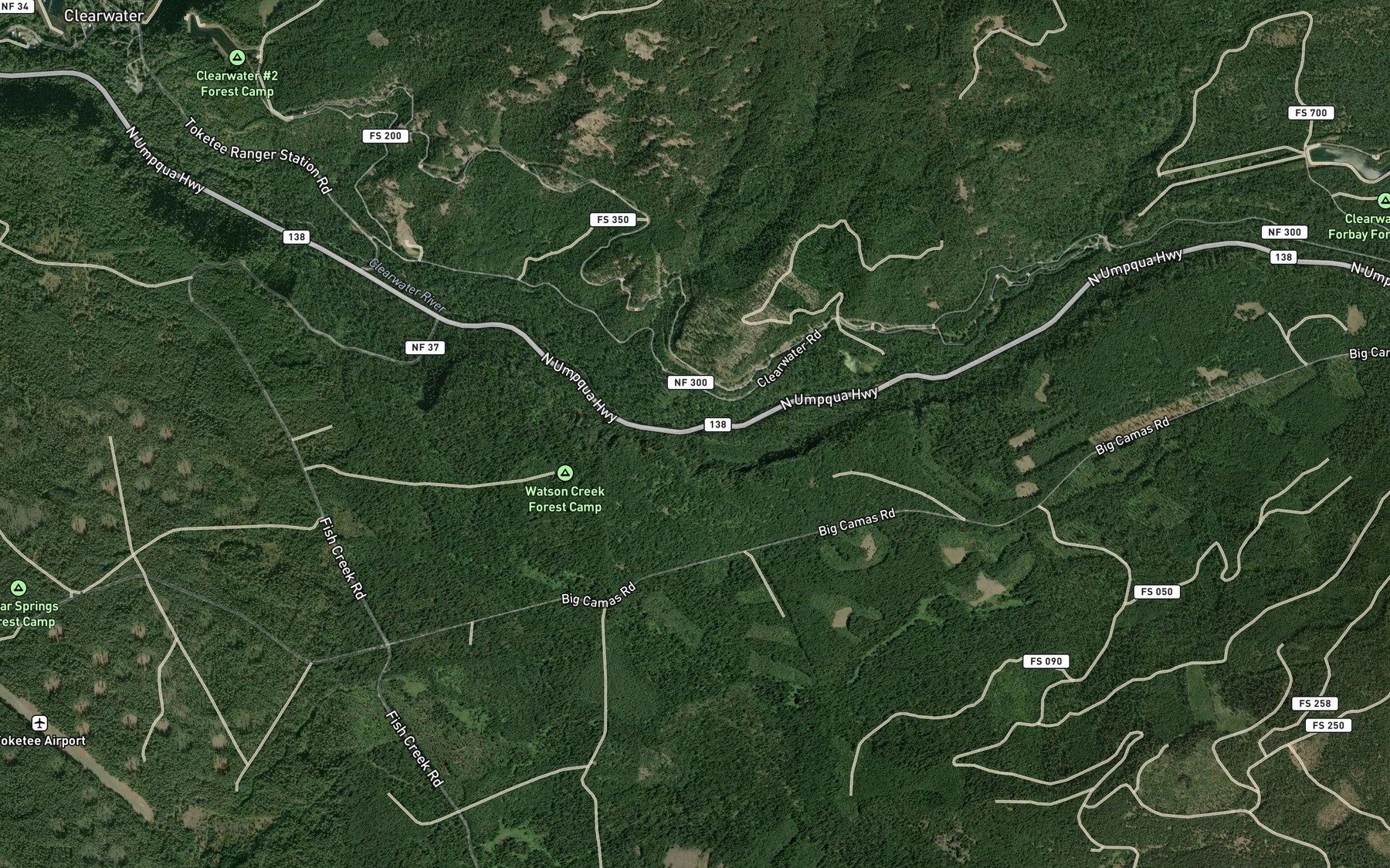 Satellite map of the Chinquapin Creek