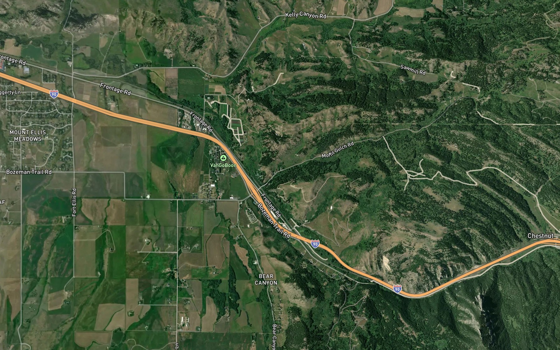 Satellite map of the Pitcher Creek