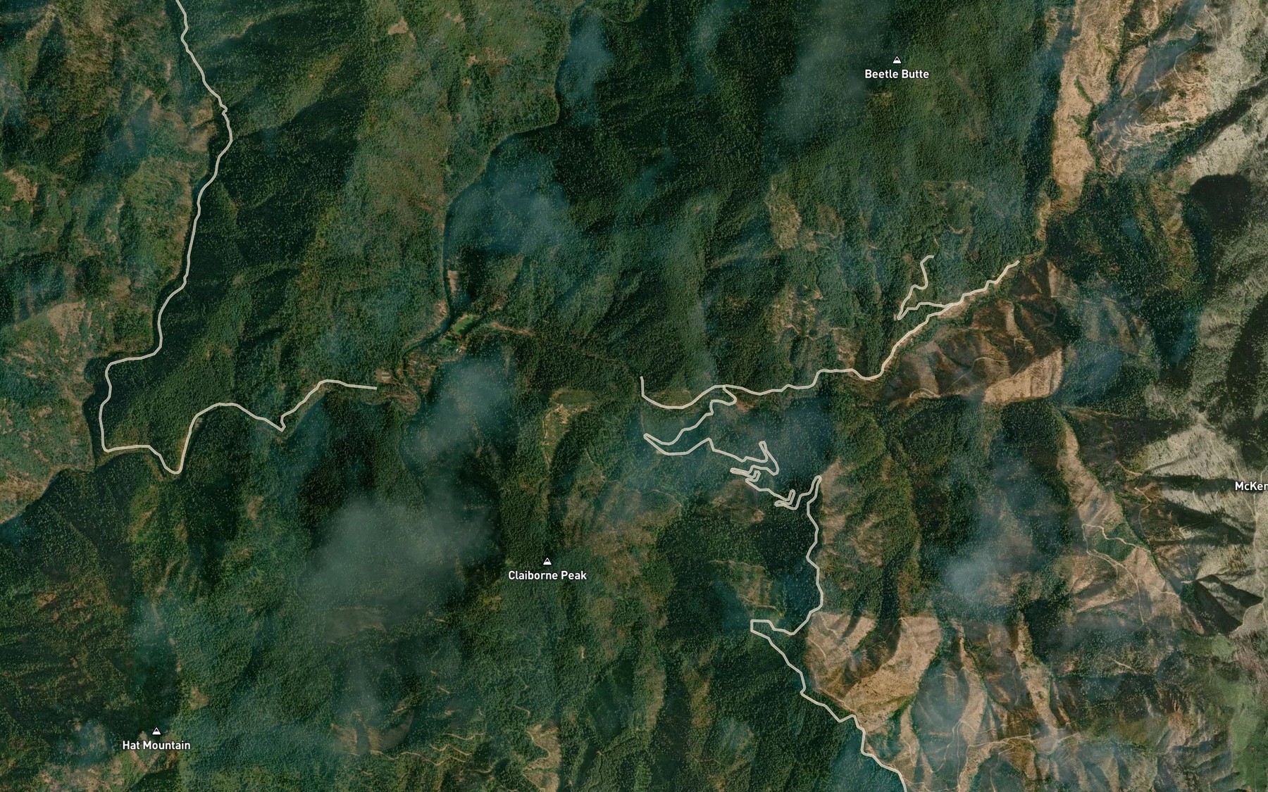 Satellite map of the South Fork Claiborne Creek