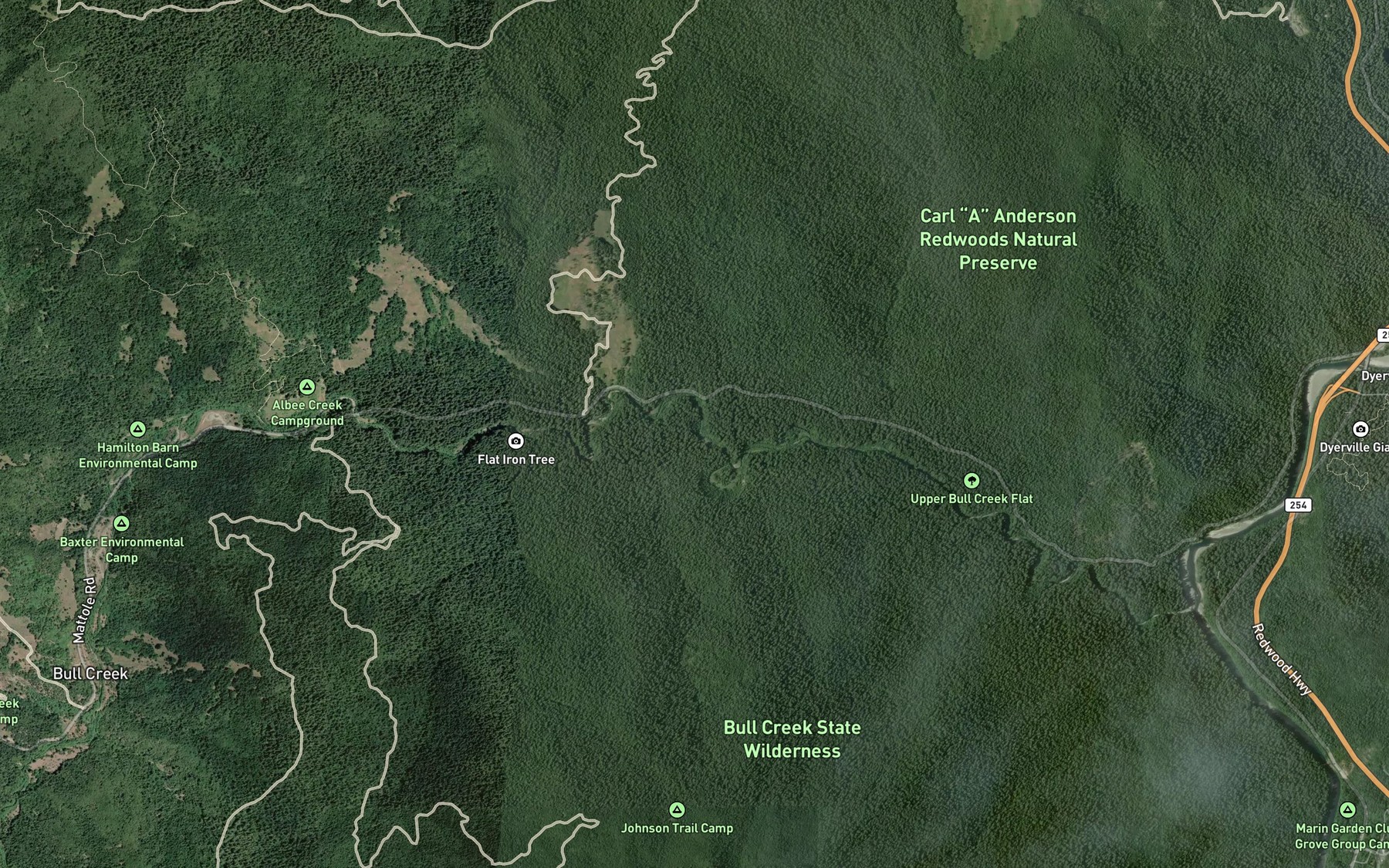 Satellite map of the Miller Creek