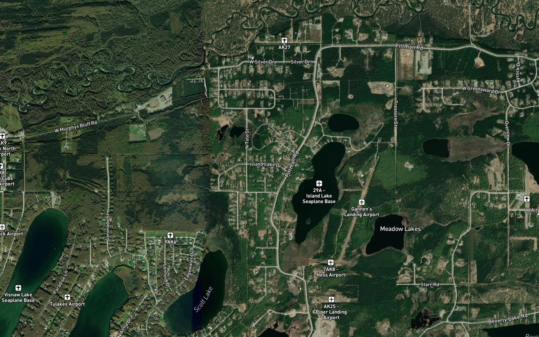 Satellite map of the Cloudy Lake