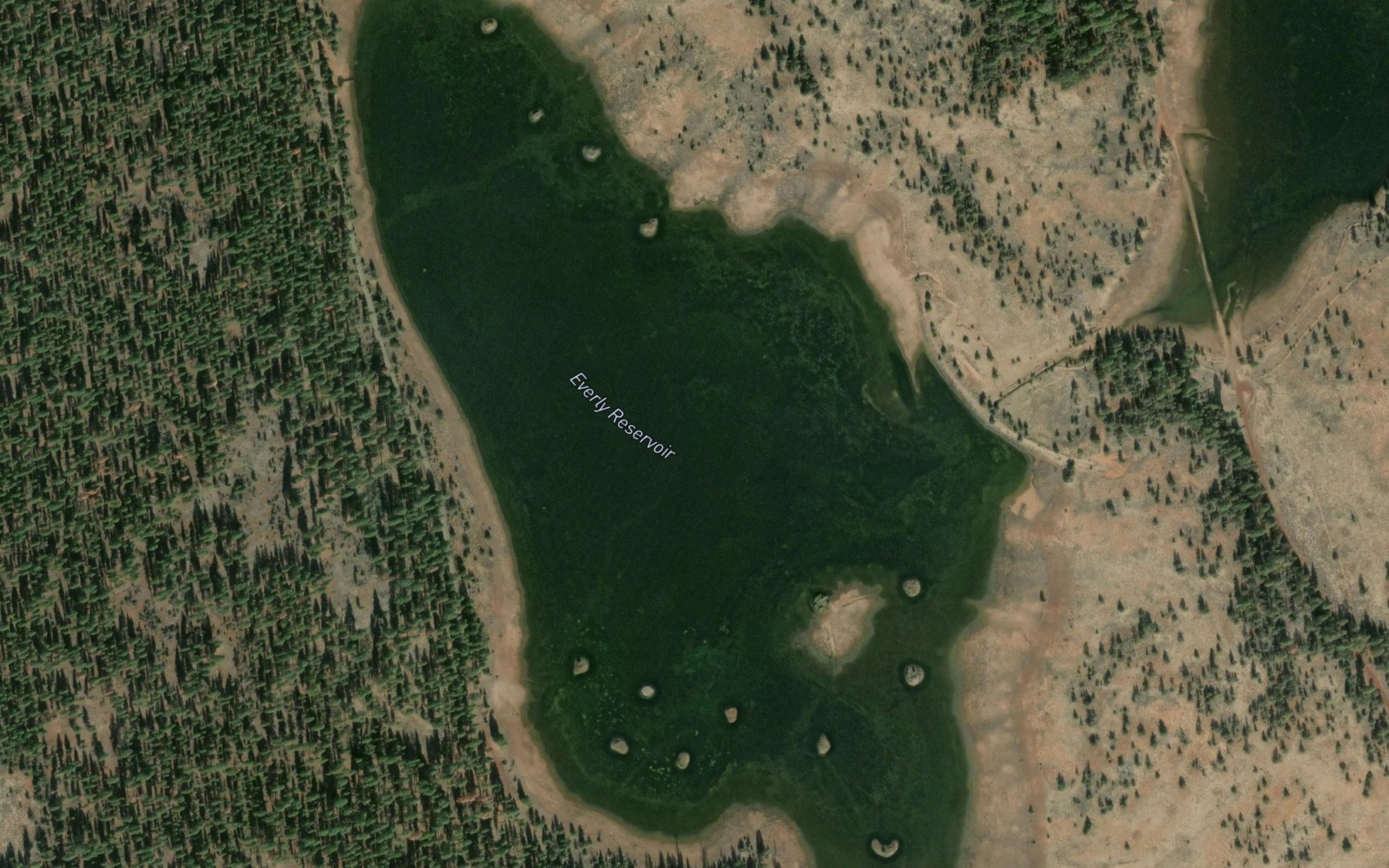 Satellite map of the Everly Reservoir