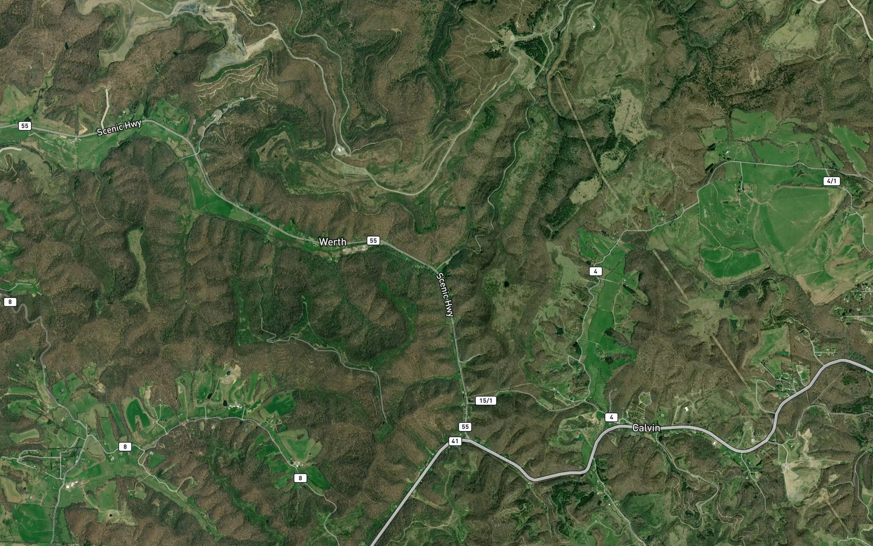 Satellite map of the Back Fork