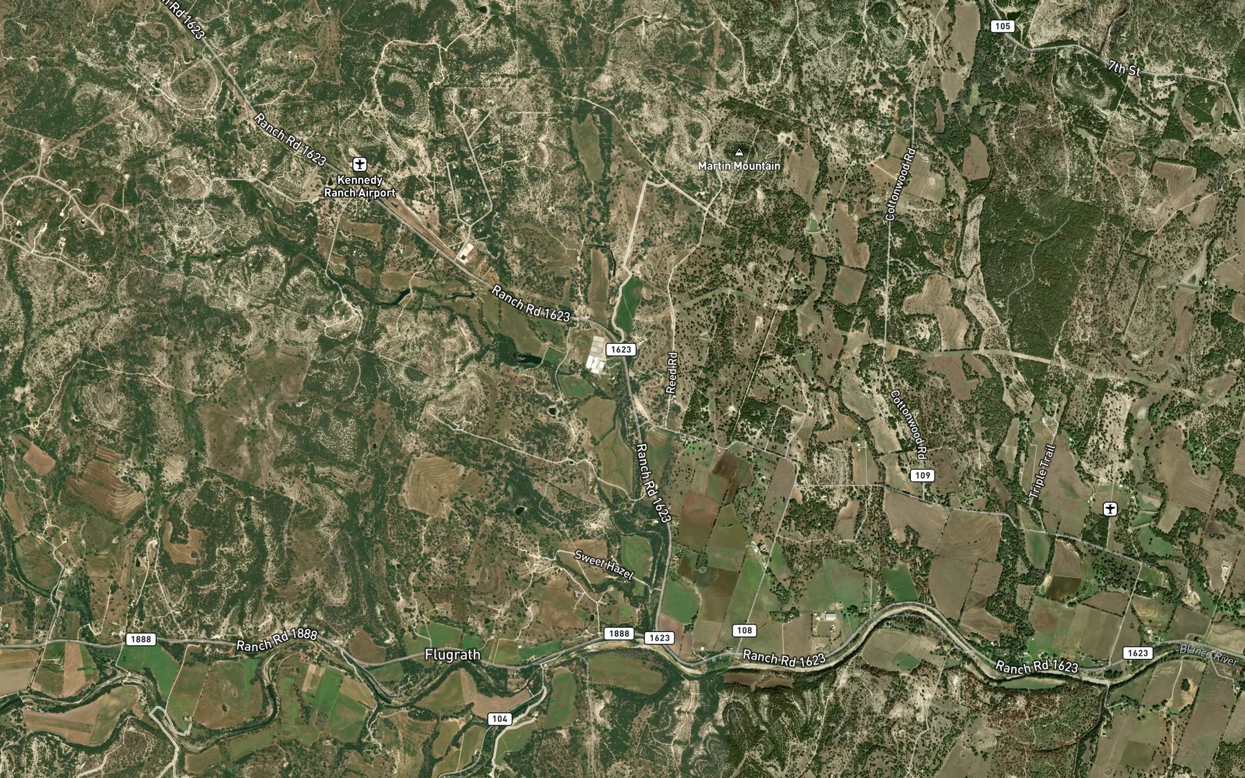 Satellite map of the West Prong Big Creek