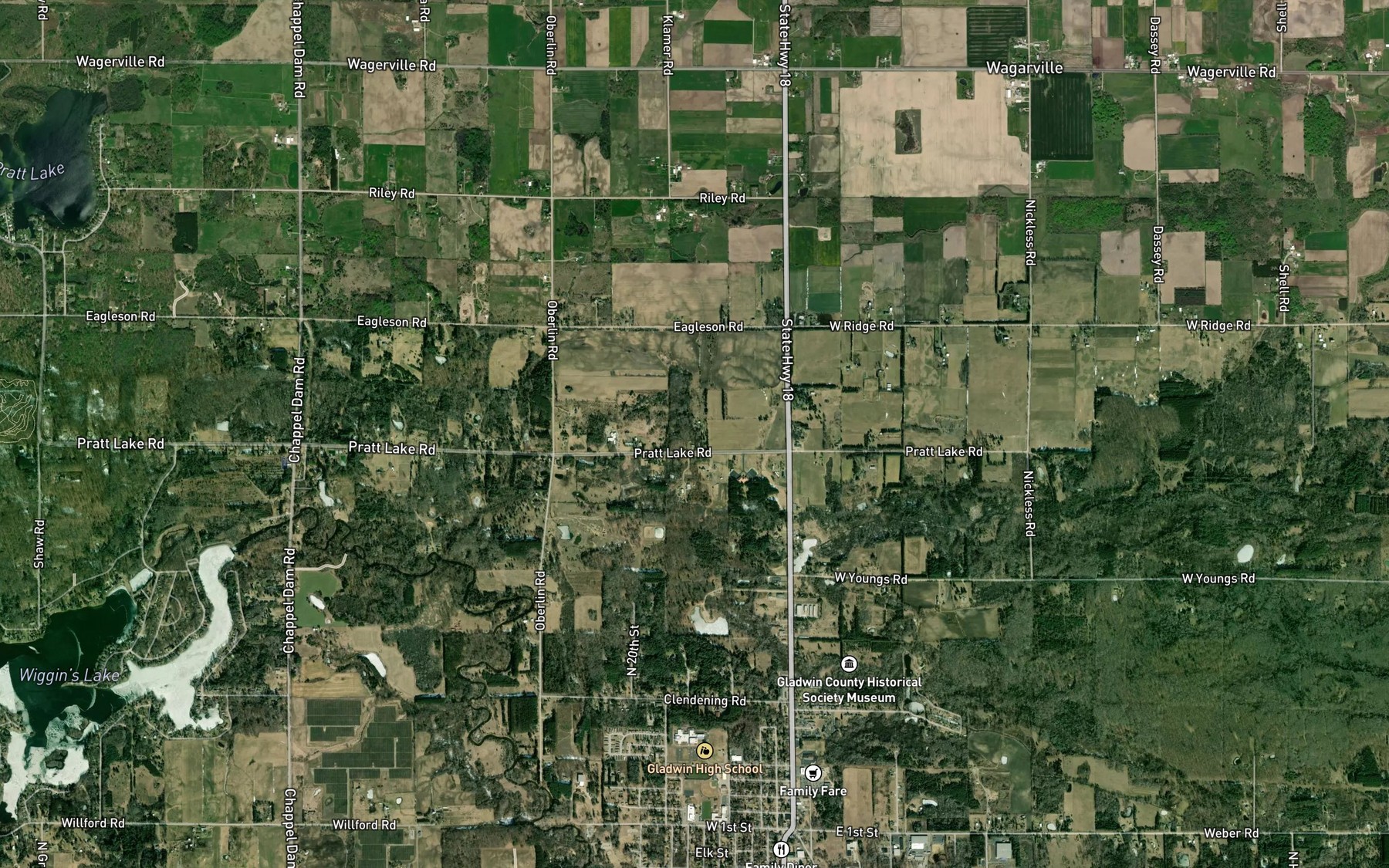 Satellite map of the Bendle Drain